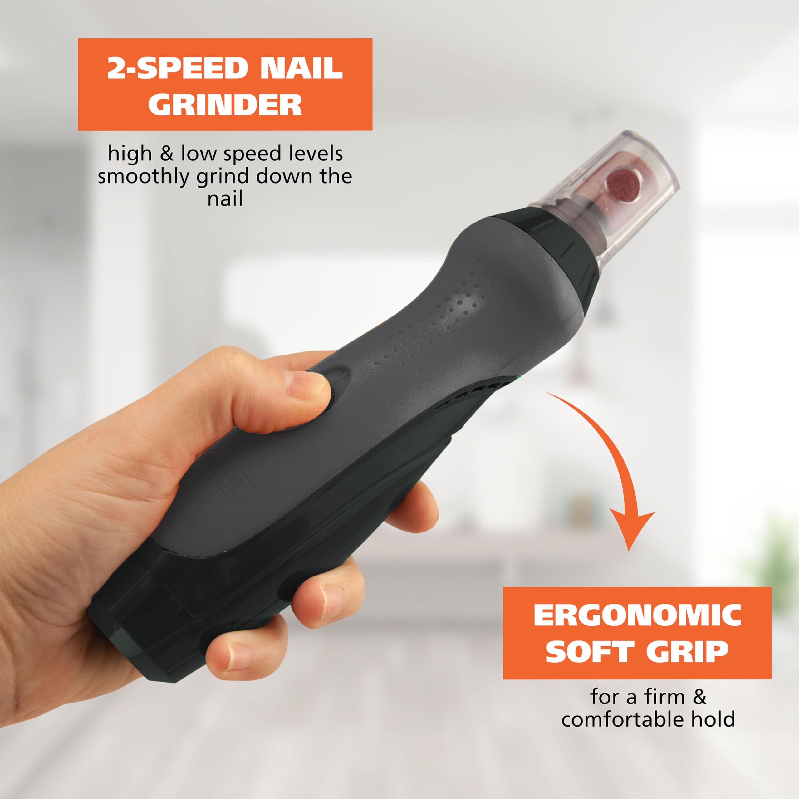 Wahl 2-Speed Battery Dog Nail Grinder with Concave Rounding Tip & Safety Guard - Safe & Precise Pet Nail Trimmer for Small to Large Dogs - Model 3026333 | At-Home Grooming & Professional Use
