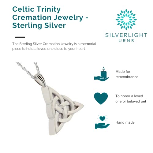Celtic Trinity Cremation Jewelry Pendant Necklace for Ashes - Sterling Silver Memorial Keepsake - Perfect for Honoring Loved Ones at Funerals, Memorials & Special Occasions