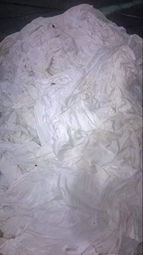 Lint-Free White Knit Cotton Rags - 100-Pound Bale for Painting, Staining, Oil & Dirt Cleaning - Reclaimed T-Shirt Material All-Purpose Cleaning Cloths - Perfect for Workshops, Garages & Industrial Use