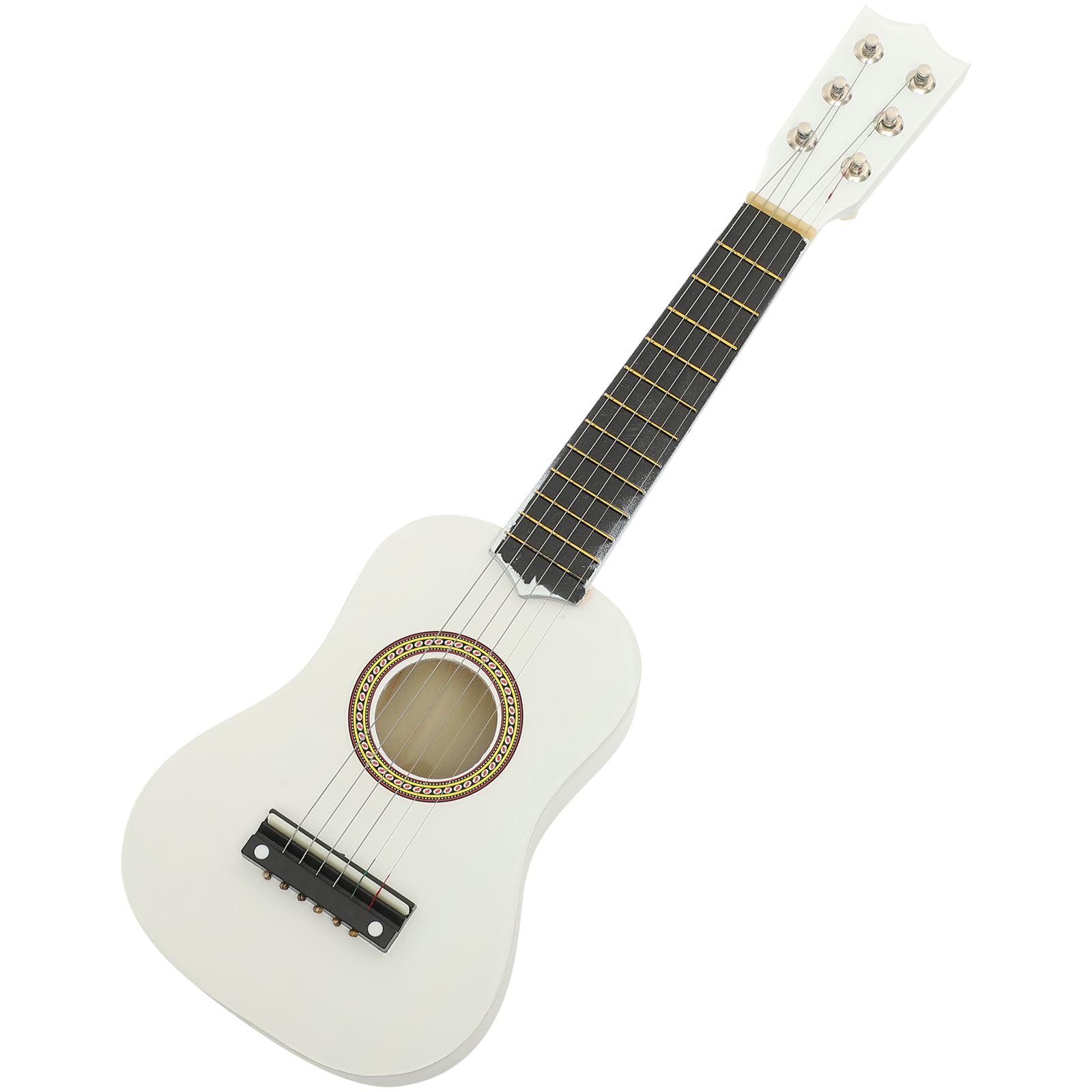 FOMIYES 21 Inch Acoustic Guitar for Kids - Mini Wooden Travel Guitar for Beginners, Children's Musical Instrument with Strings (White) - Perfect for Home Practice, Travel & Early Music Education