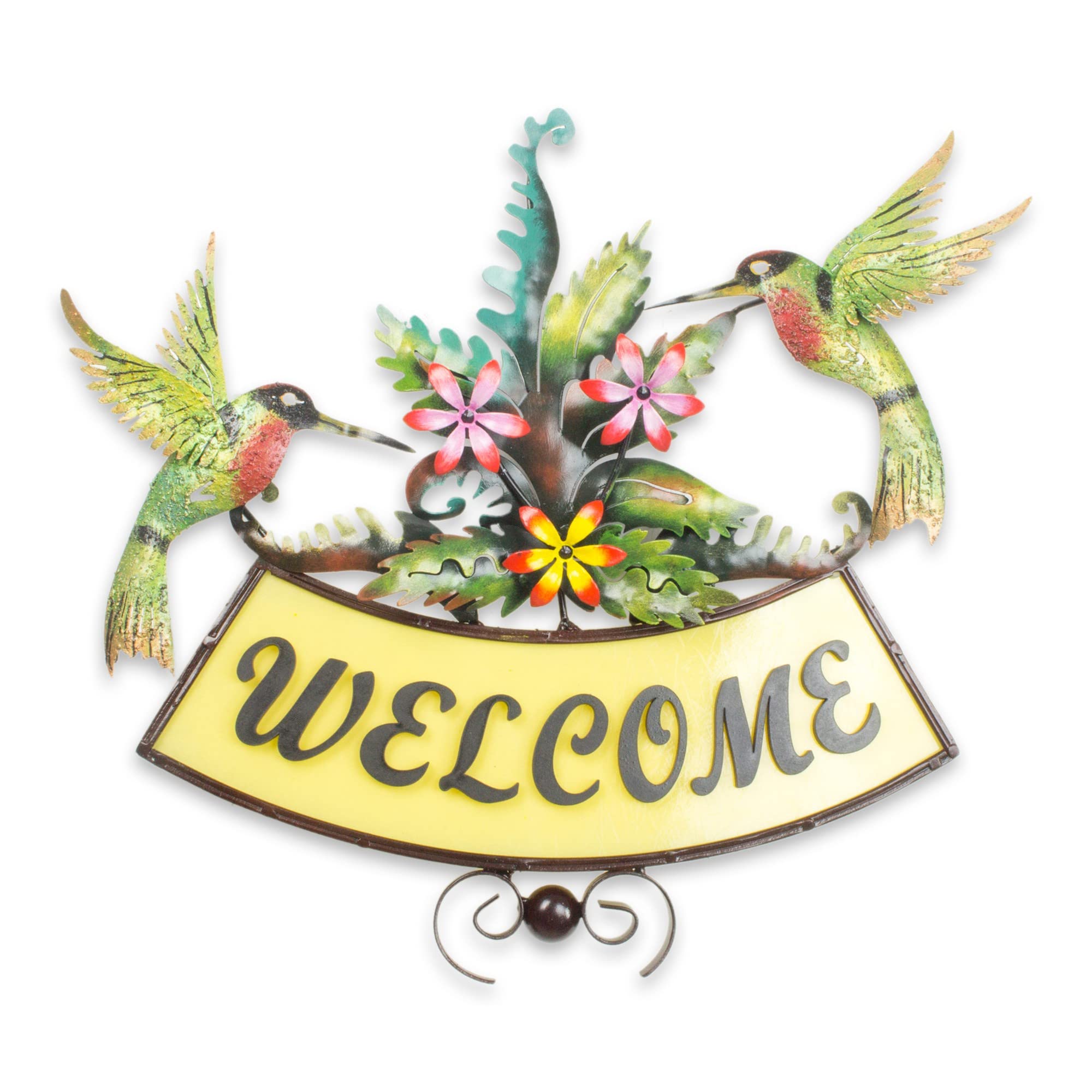 NOVICA Handcrafted Iron Wall Art - Colorful Hummingbirds Mural for Home & Garden Decor | Perfect for Living Room, Bedroom, or Outdoor Spaces