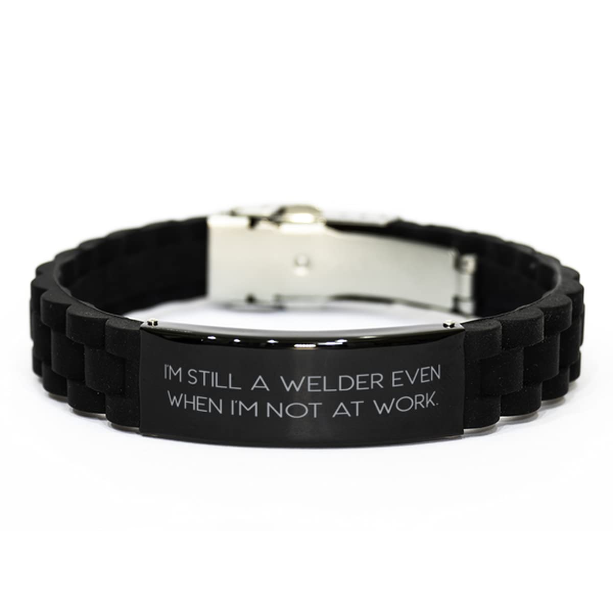 Premium Black Glidelock Clasp Welder Bracelet - Durable Stainless Steel Adjustable Wristband for Metalworkers | Funny Sarcasm Gift for Coworkers, Welders & Construction Workers | Perfect for Job Sites, Workshops & Casual Wear