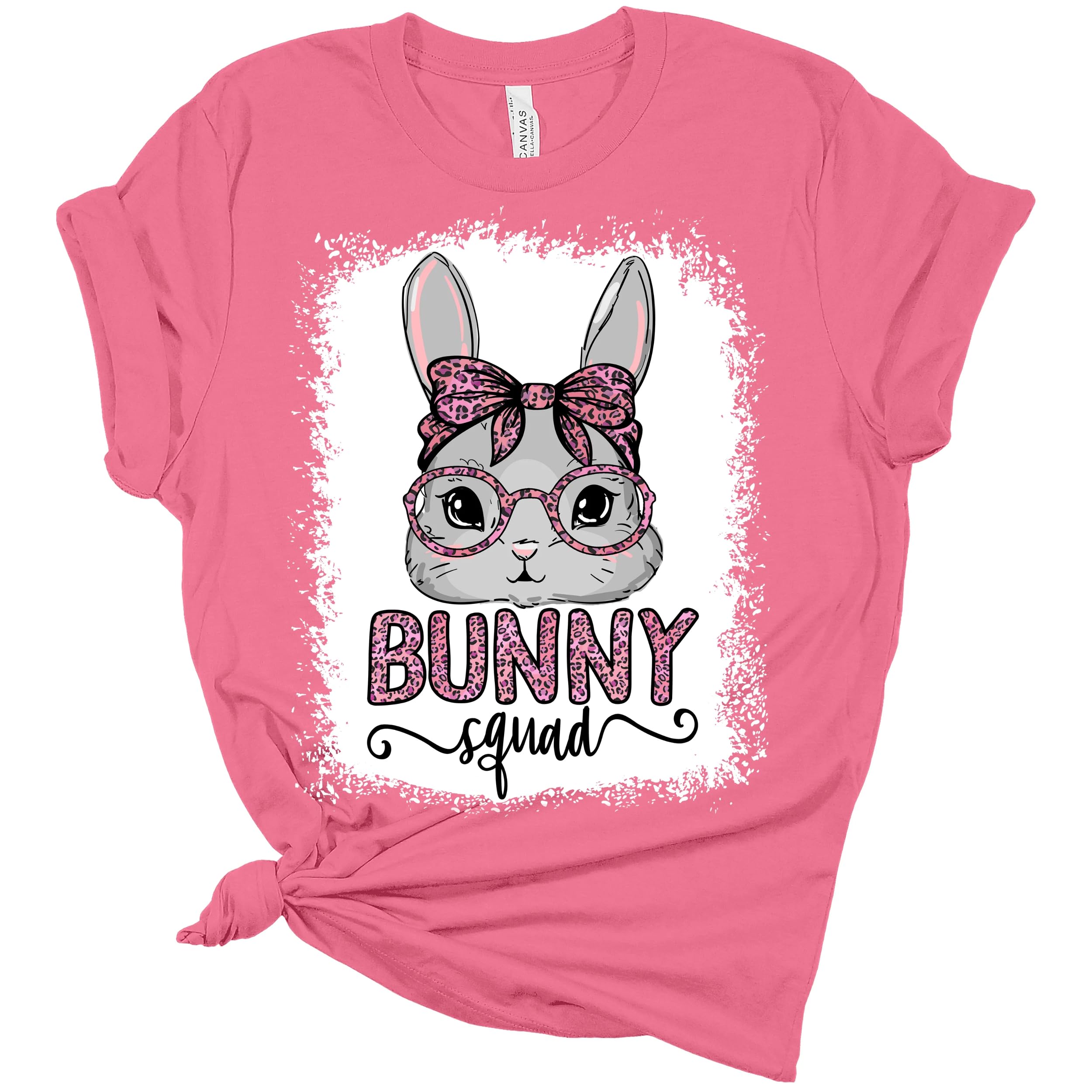 Women's Easter Bunny Squad Graphic T-Shirt - Funny Cute Easter Tee for Women - Perfect for Easter Parties, Family Gatherings & Spring Outfits