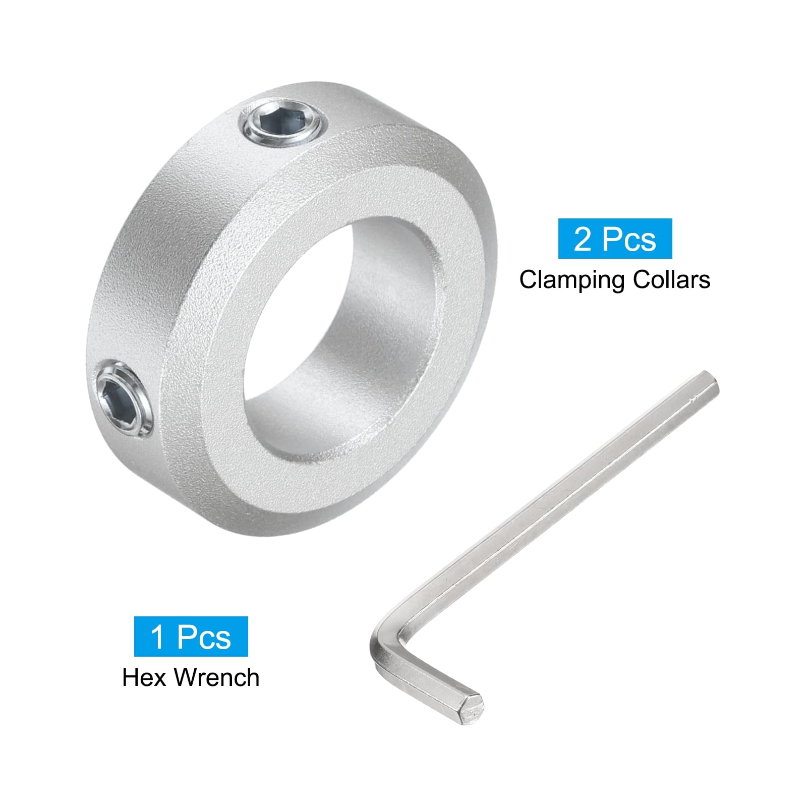 uxcell 2pcs Aluminum Alloy Shaft Collar for 18mm Shaft - 32mm OD, 10mm Thickness with M6 Set Screws & Wrench - Perfect for Machinery, Robotics and DIY Projects