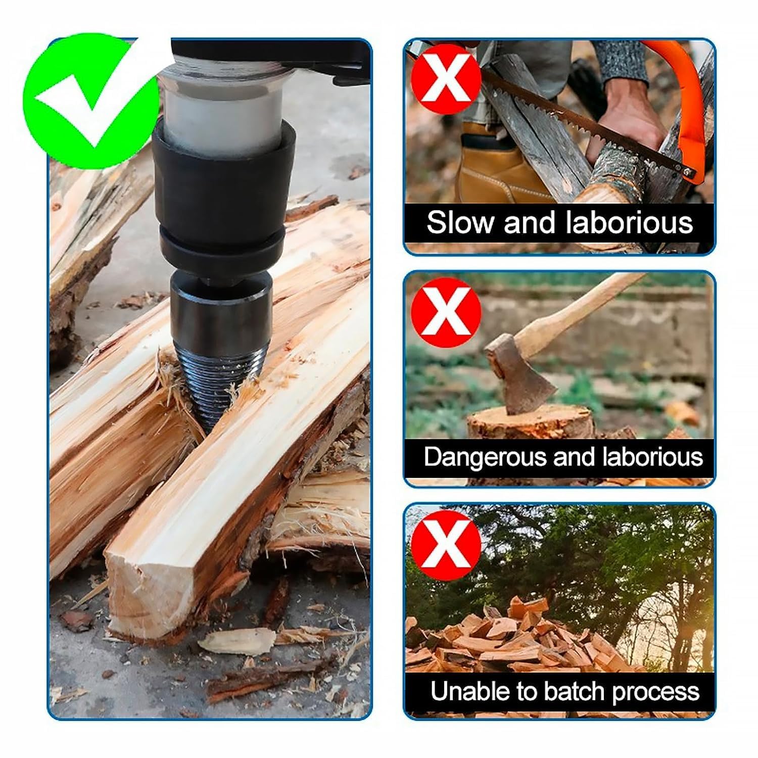 2023 Sherem Easy Split Drill Bit Set (32mm) – Premium Firewood Drill Bit & Wood Splitter for Efficient Log Splitting – Perfect for Firewood Preparation, DIY Projects, and Outdoor Wood Processing