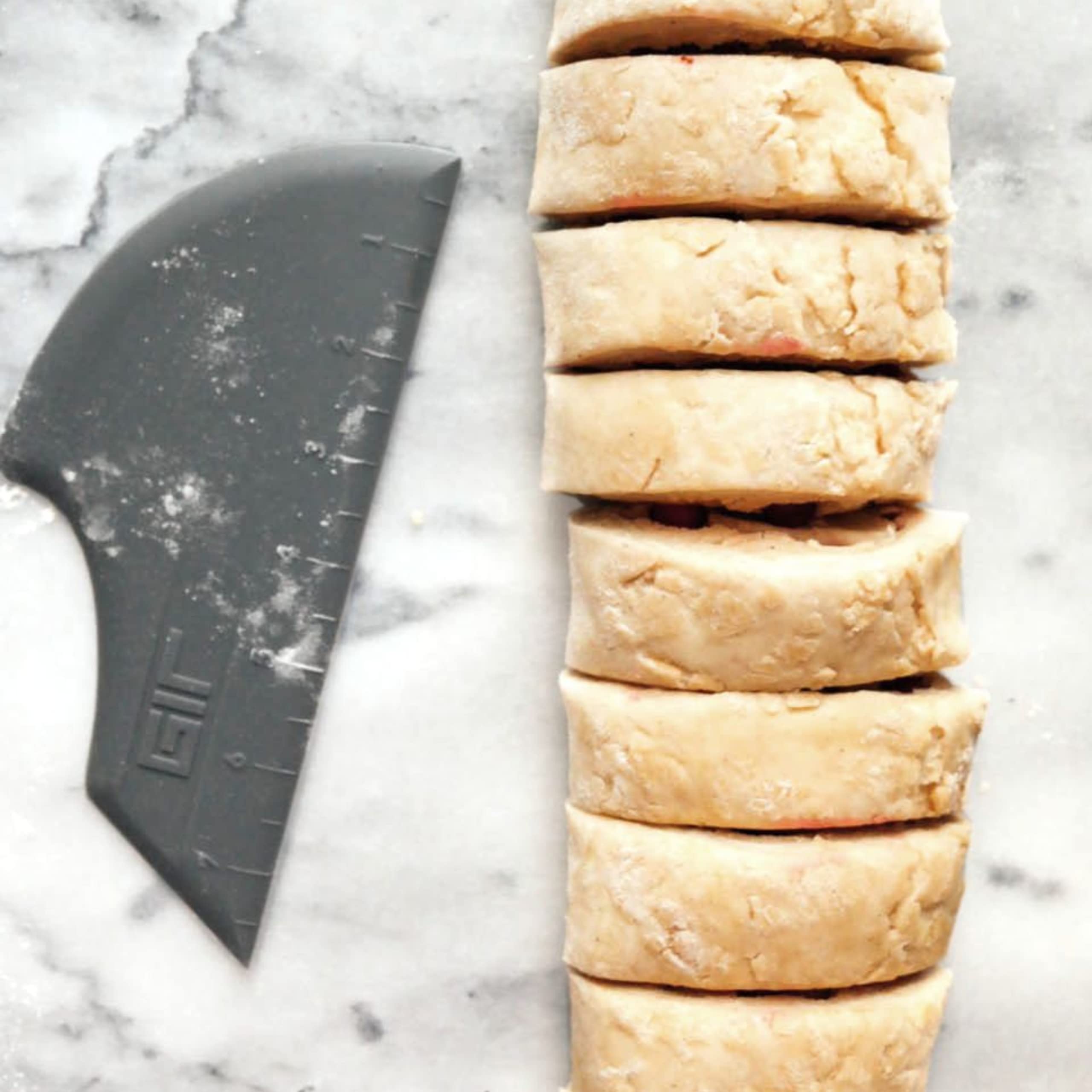 Premium Silicone Pan Scraper - Heat Resistant Kitchen Tool for Dough, Pasta, Cake & Bread - 8 Inch White Baking Scraper - Ideal for Baking, Cooking & Food Prep in Home Kitchens