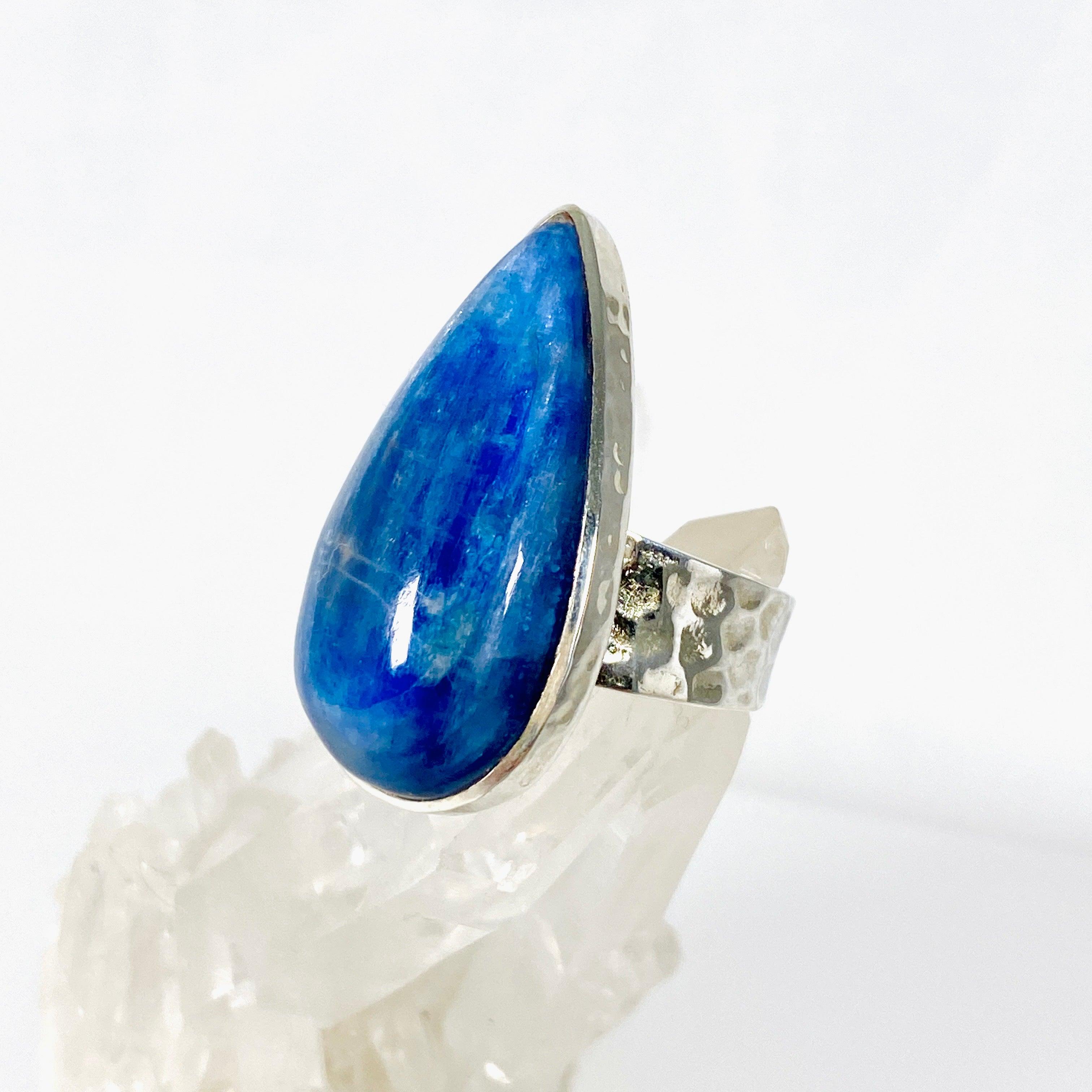 Kyanite Teardrop Beaten Band Ring Size 8 KRGJ2700 - Elegant Handmade Jewelry for Women, Perfect for Weddings, Parties & Everyday Wear