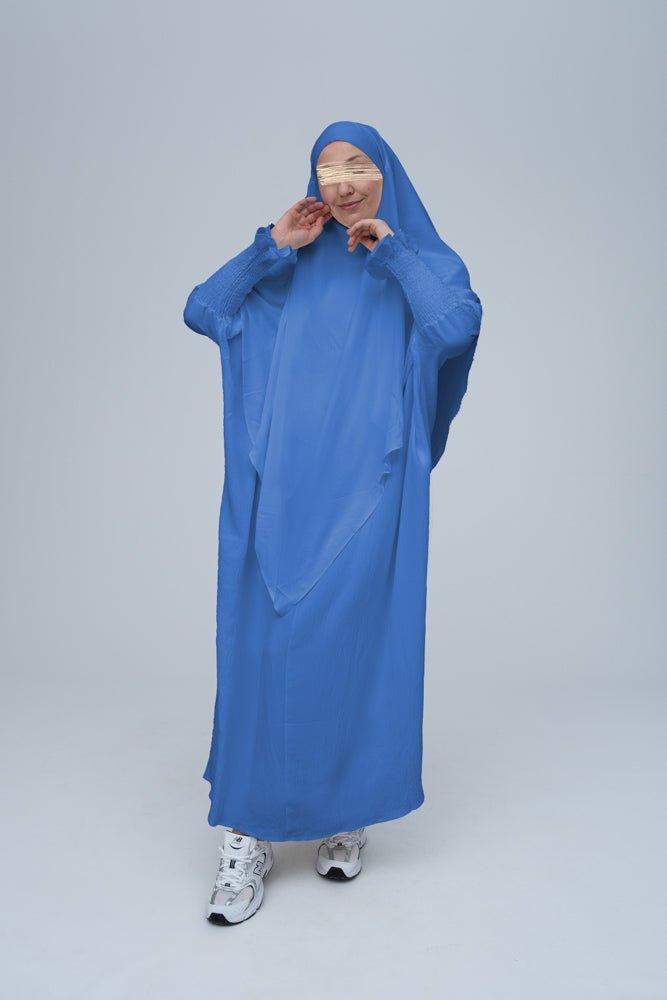 Light Blue Pristine Prayer Gown for Umrah & Salah - Modest Islamic Dress for Women's Religious Ceremonies & Daily Prayers