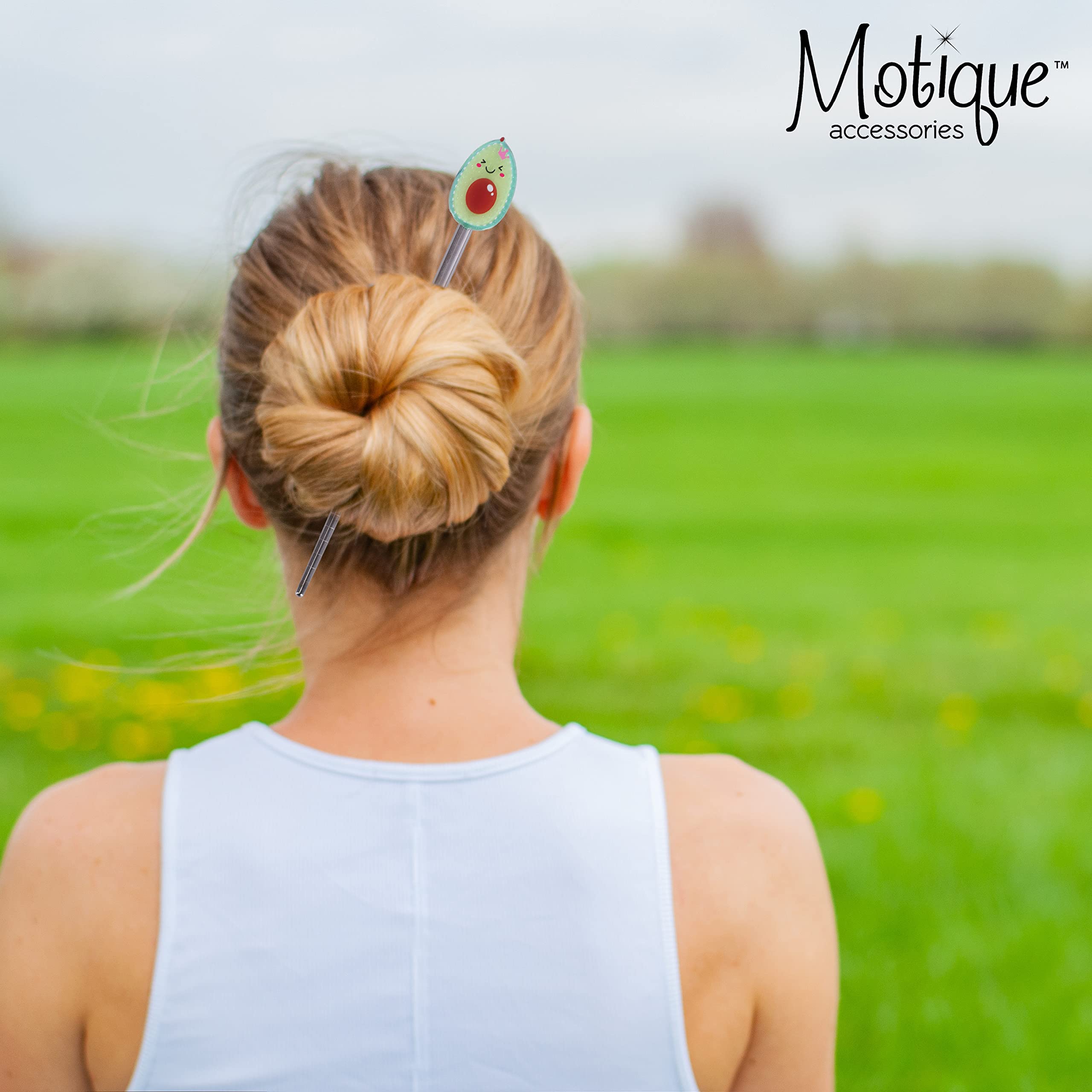 Avocado Hair Sticks - Wooden Hair Chopsticks for Women, Natural Fruit-Inspired Hair Accessories for Bun, Updo & Ponytail Hairstyles