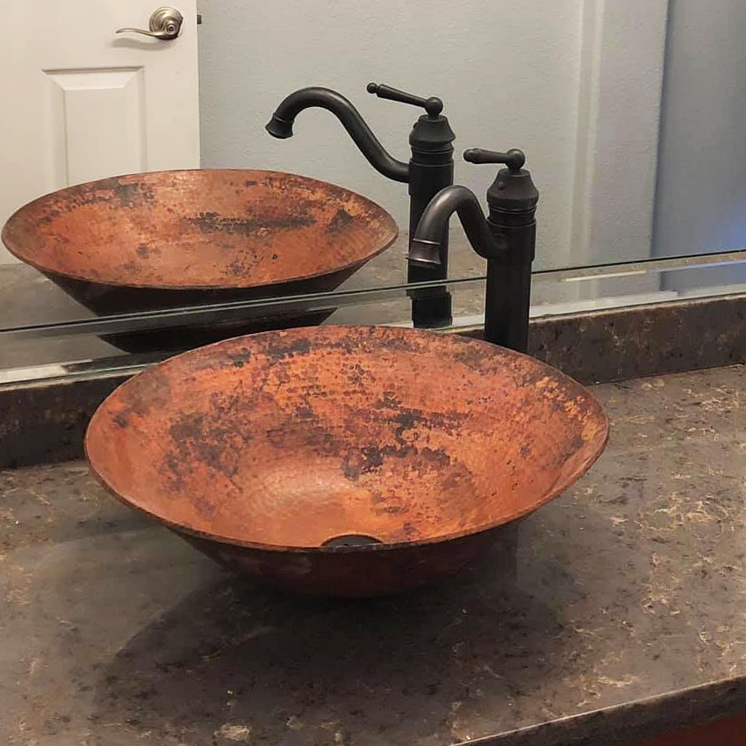 Novatto BILBOA Copper Vessel Sink Set - Oil Rubbed Bronze Finish - Modern Bathroom Vanity Sink for Farmhouse, Rustic & Contemporary Home Decor