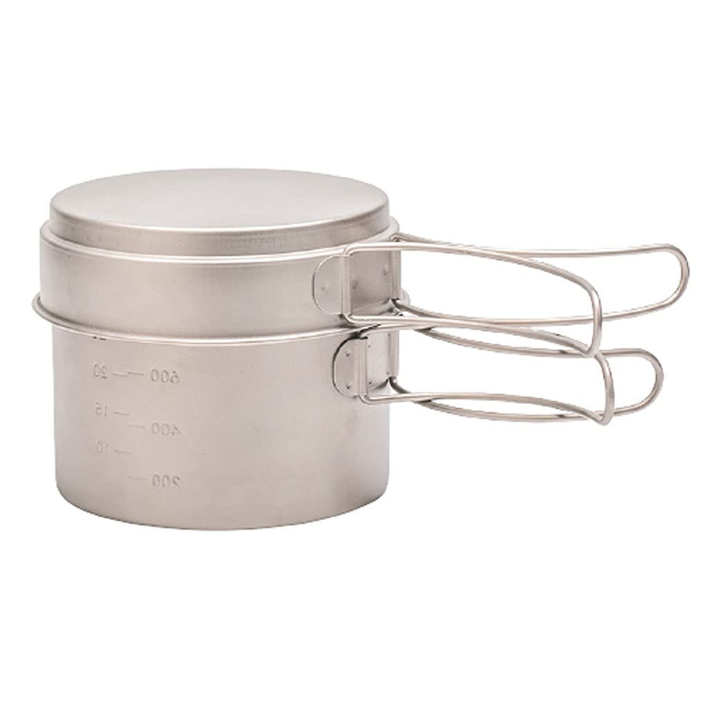 Lightweight Titanium Camping Cookware Set - 1450ml Pot & Pan for Outdoor Adventures