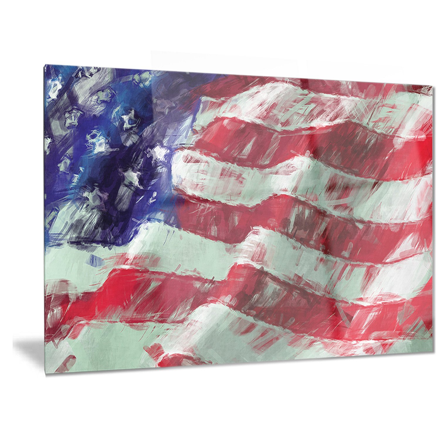 Designart USA Abstract Art-Map & Flag Metal Wall Decor - 28x12 Inches, Modern Home & Office Wall Art - Perfect for Living Room, Bedroom, or Office Decoration