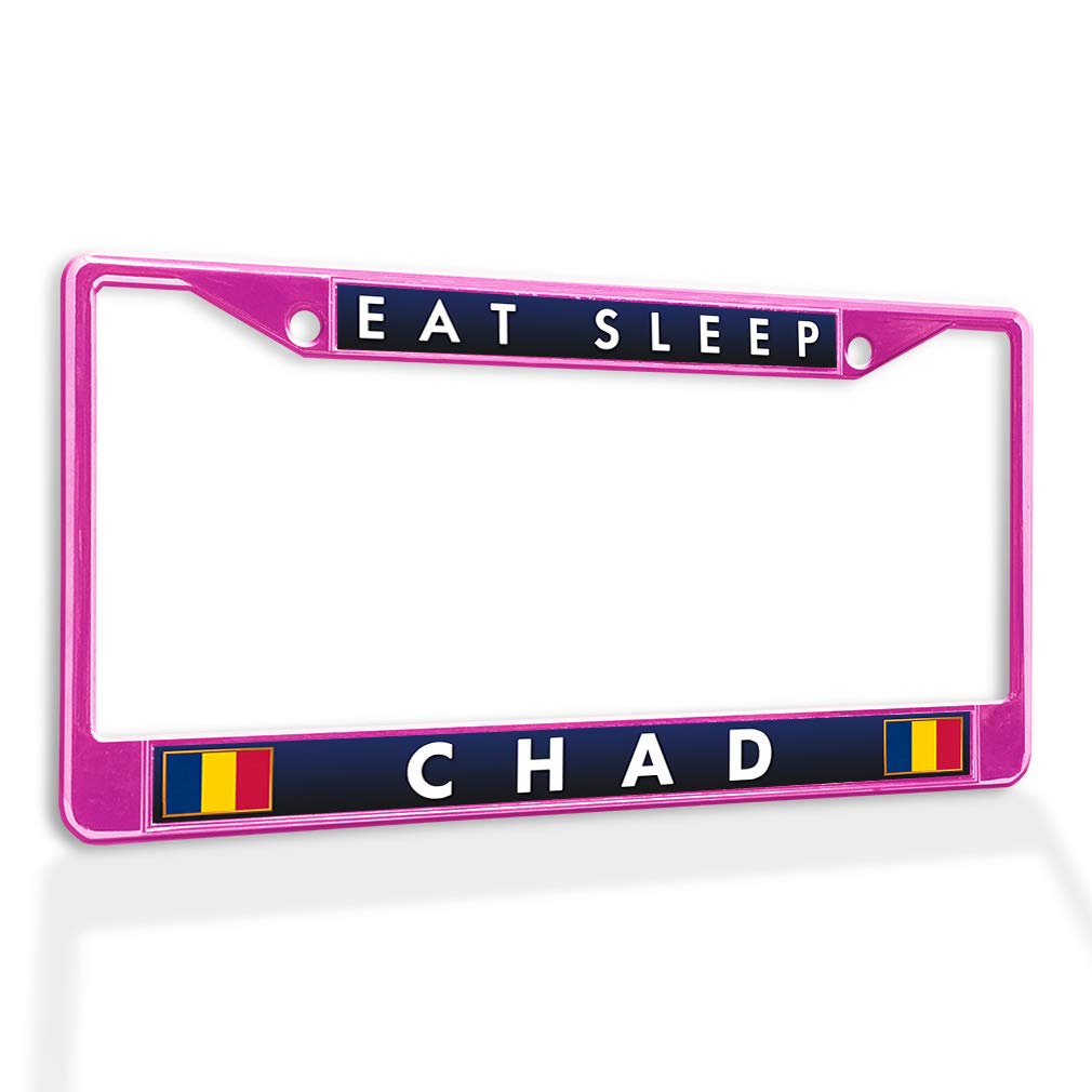 Eat Sleep Chad Metal License Plate Frame - Weatherproof Car Accessory with Solid Insert (Hot Pink, 2 Holes) - Perfect for Car Enthusiasts & Custom Vehicle Styling