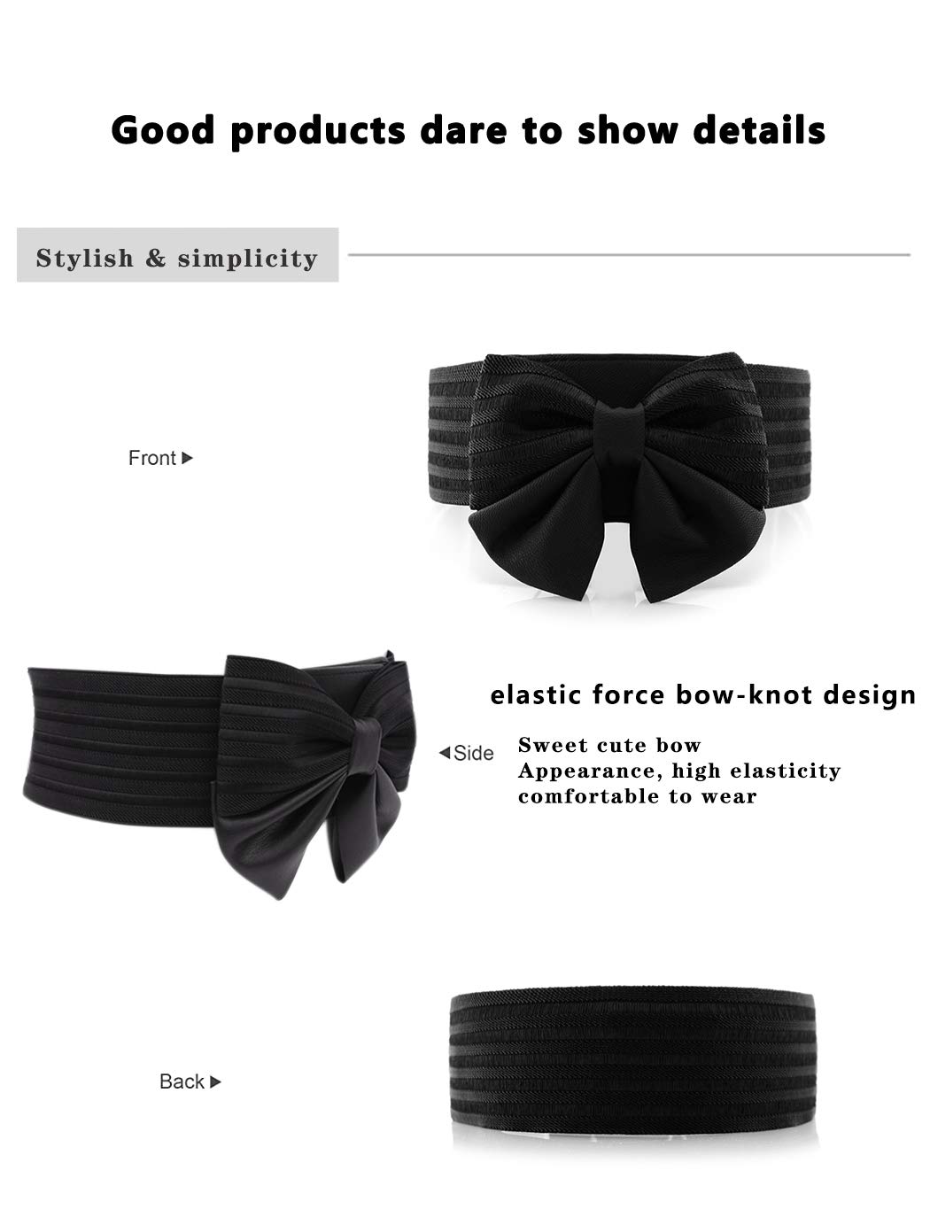 Women's Cute Bow Wide Elastic Waist Belt - Fashionable Stretchable Dress Accessory for Dresses, Skirts & Outfits | Perfect for Weddings, Parties & Everyday Wear