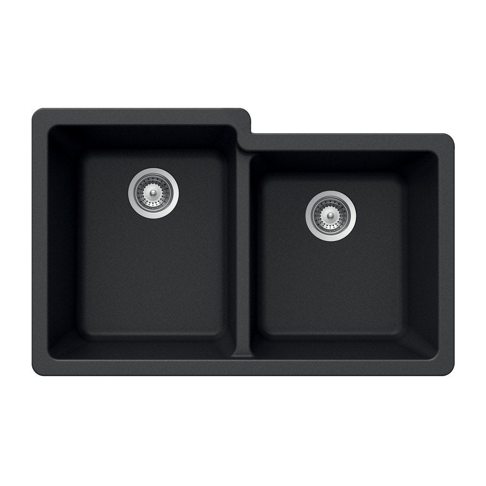 Houzer M 175U Quartztone Series Granite Undermount 60/40 Double Bowl Kitchen Sink - Durable & Stylish for Modern Kitchens, Perfect for Cooking and Entertaining