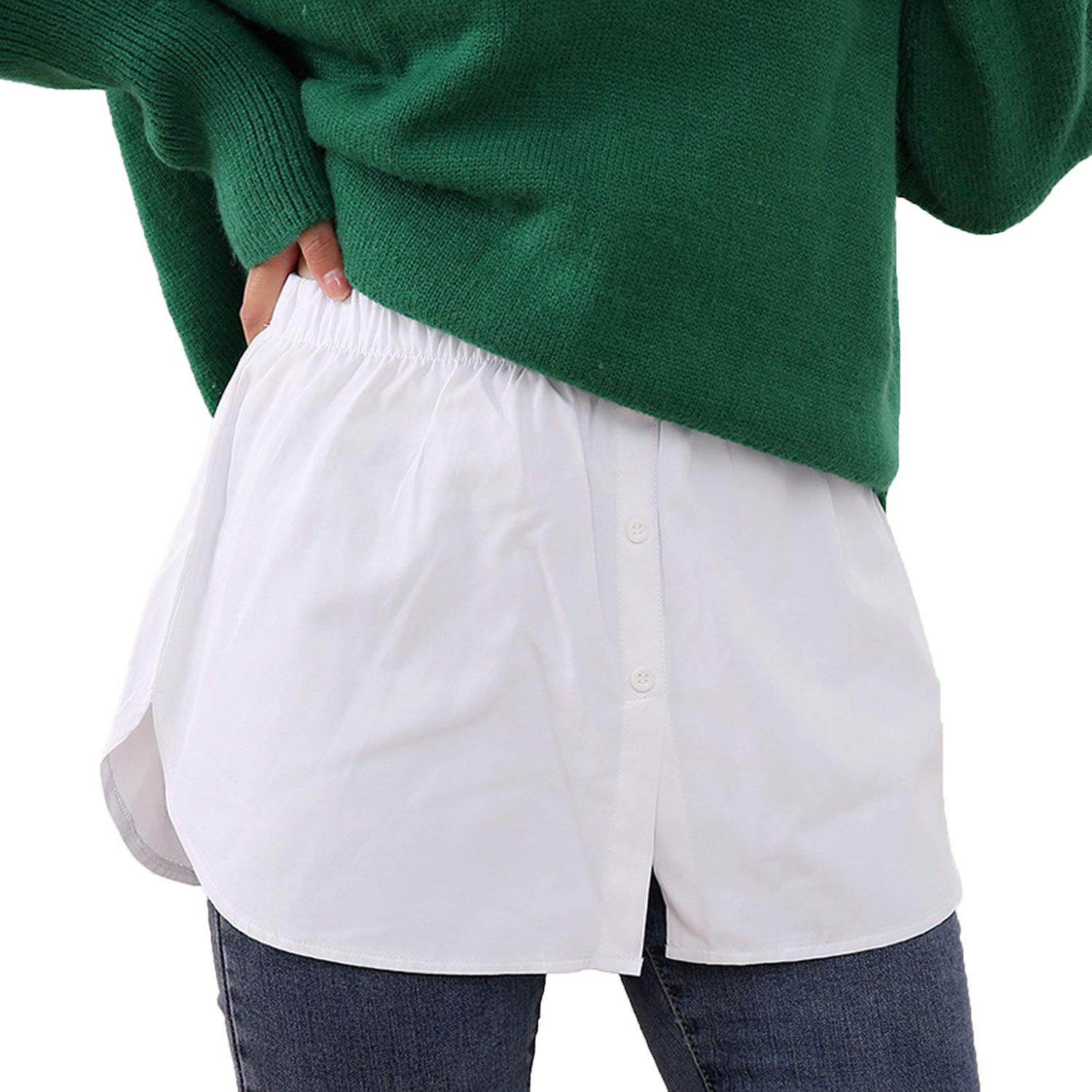 2 Pcs Adjustable Layering Fake Hem Shirt Extender Mini Skirt - Half-Length Split Design for Women's Fashion Layering, Perfect for Tops, Dresses & Style Enhancement