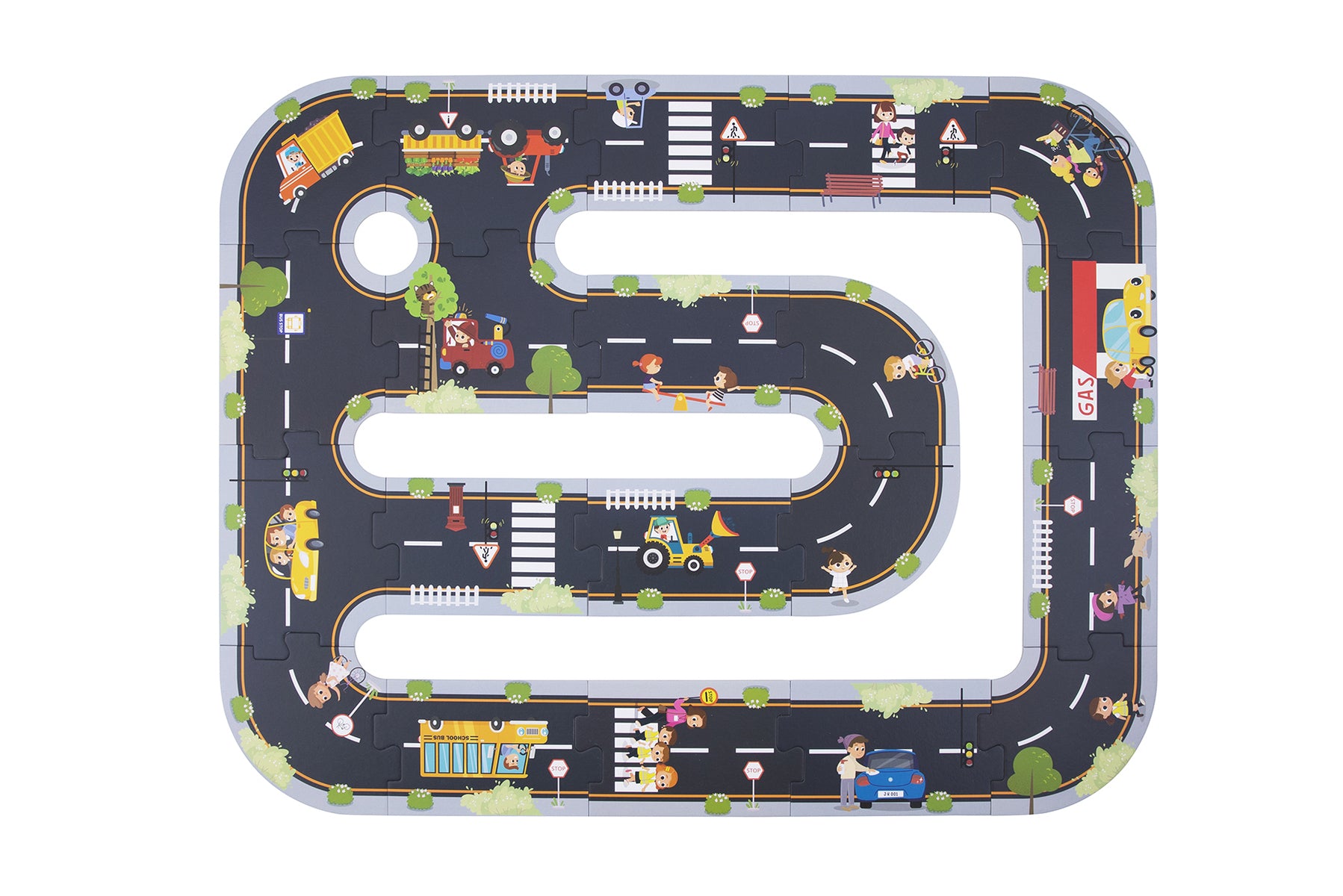 City Road 21 Piece Puzzle Play Set for Kids - Educational Toddler Toy with Vehicles & Buildings - Perfect for Preschool Learning & Family Game Night