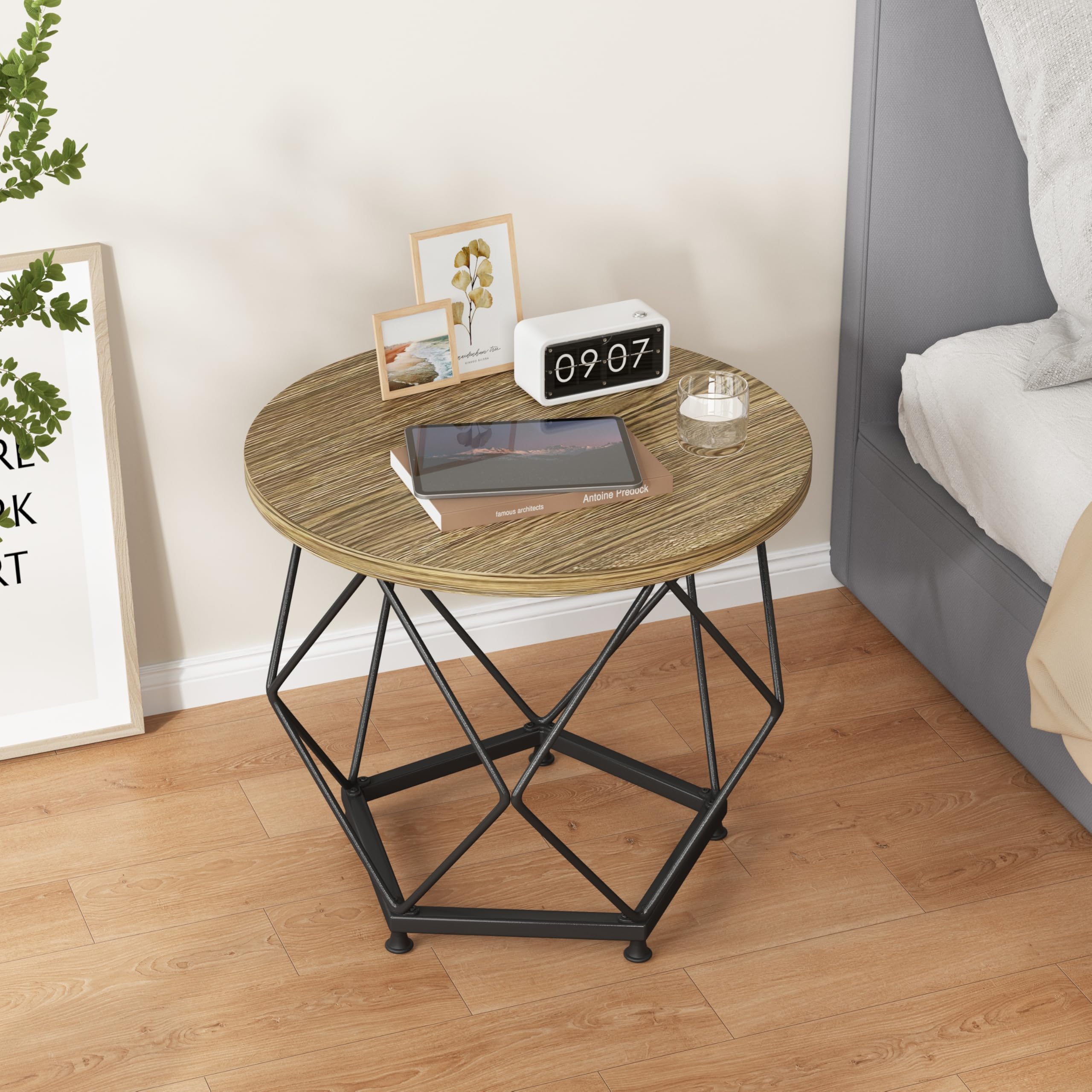 Modern Round Coffee Table Set of 2 - Sturdy Metal Frame Side Tables for Living Room, Bedroom & Office - Easy Assembly Home Decor Accent Pieces - Perfect for Small Spaces, Sofa End Tables and Coffee Table Replacement