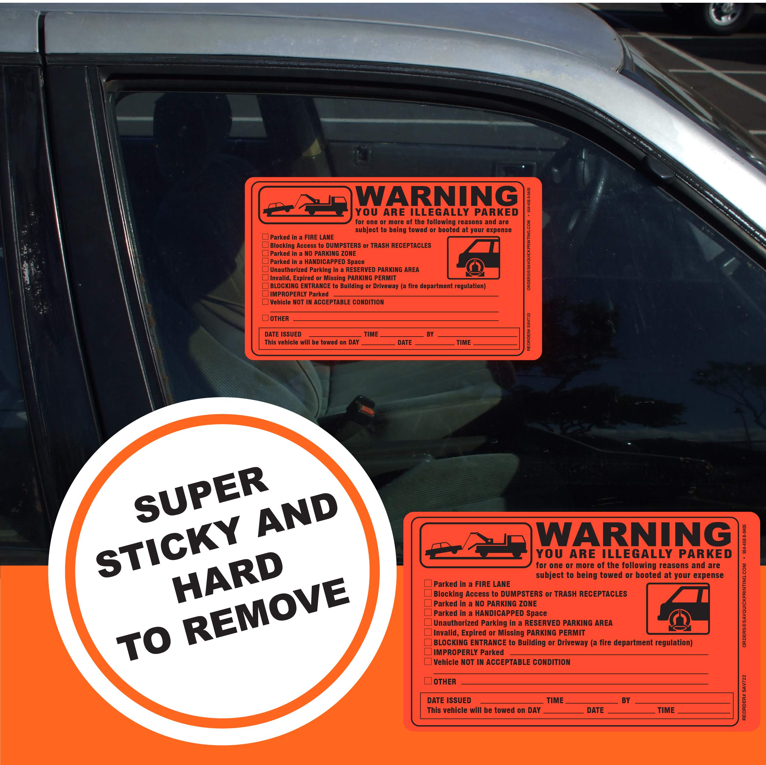 Illegally Parked Vehicle Tow Notice Stickers - 5.5