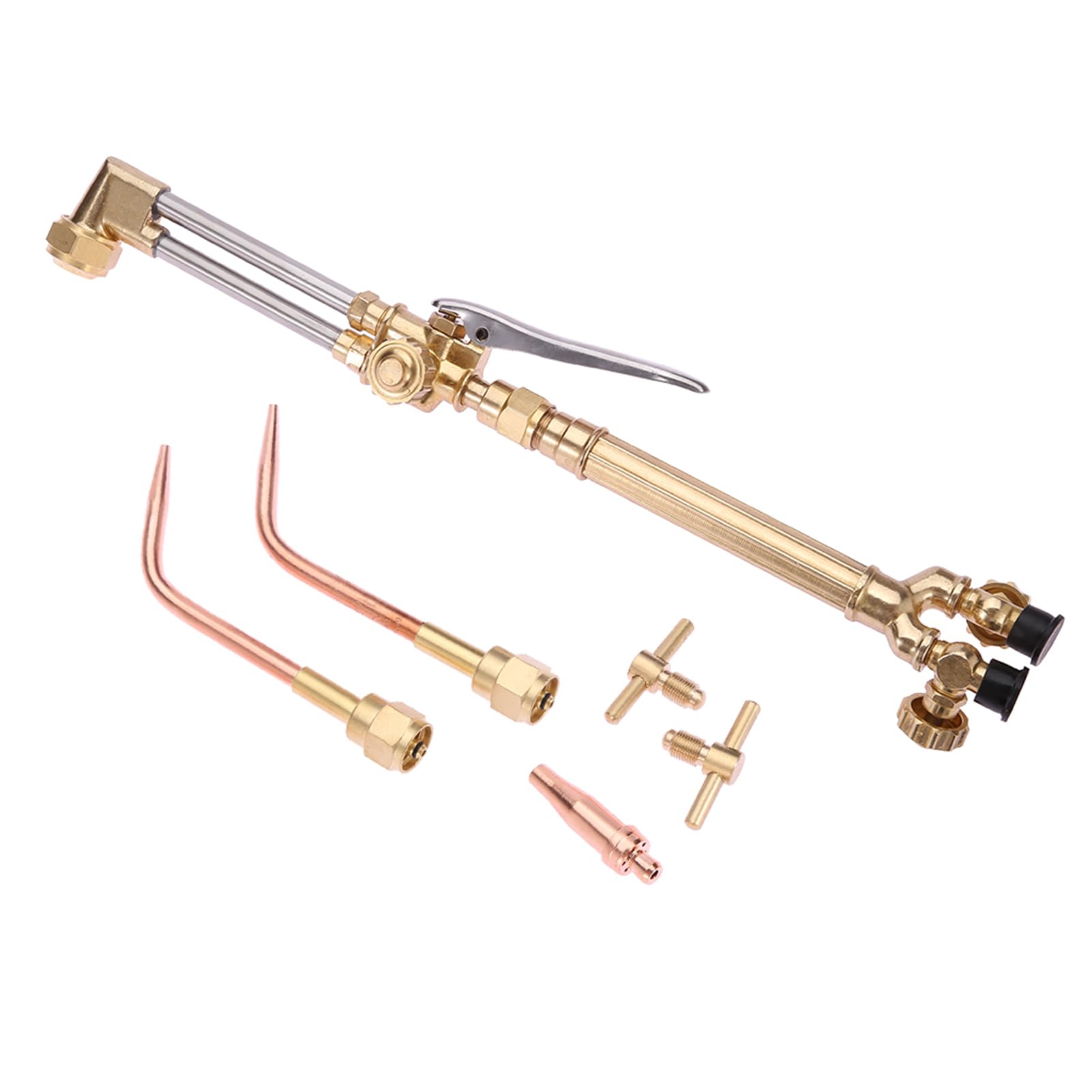 Portable Oxy Acetylene Torch Kit with Gauge - Brass Nozzle Welding & Cutting Torch Set for Metal Fabrication, Repair, and DIY Projects (Red)
