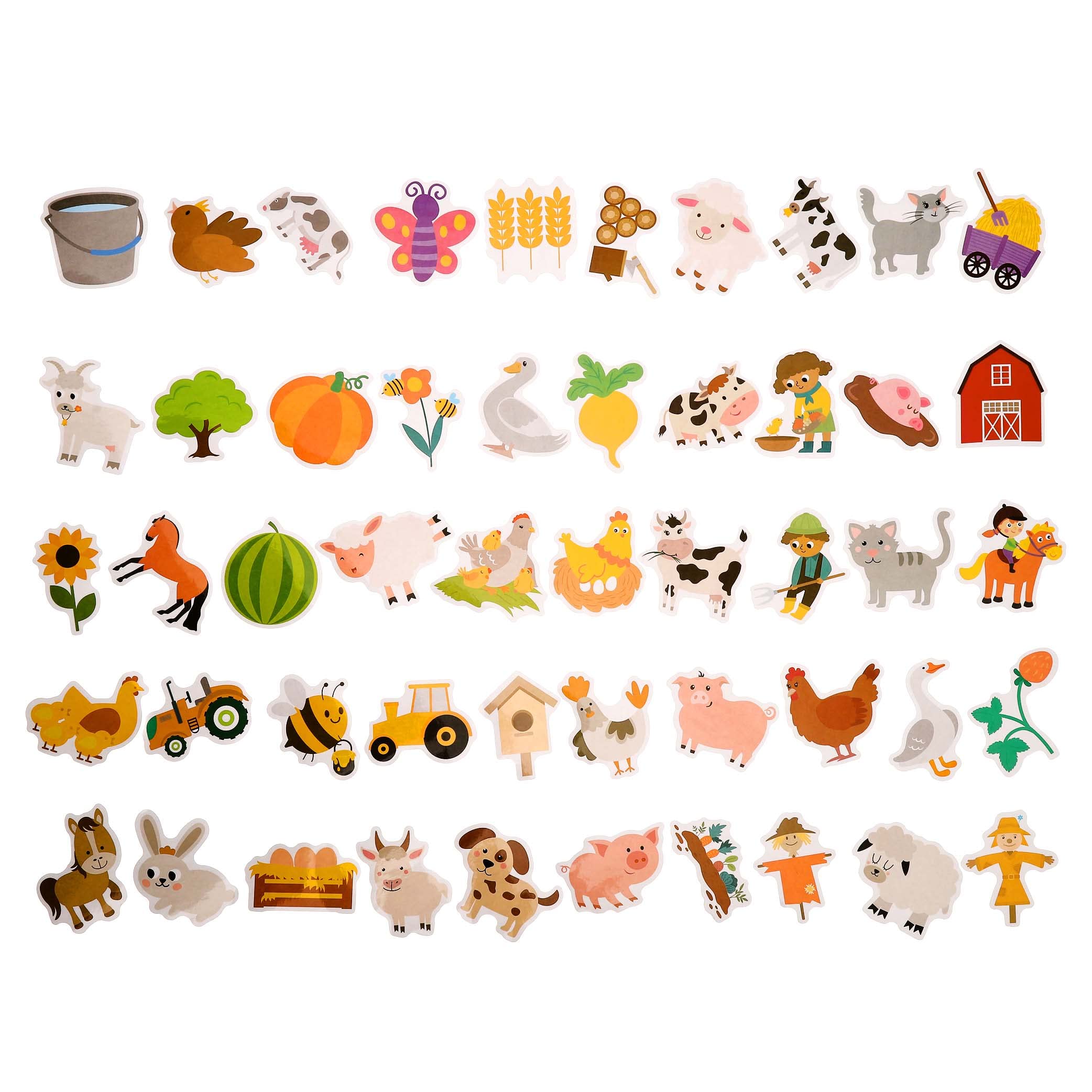 100 Pack Animal Stickers - Farm Animal Party Decorations for Kids, Cow Pig Sheep Sticker Set for Classroom, Scrapbooking & Party Favors | Perfect for Birthdays, School Projects & DIY Crafts