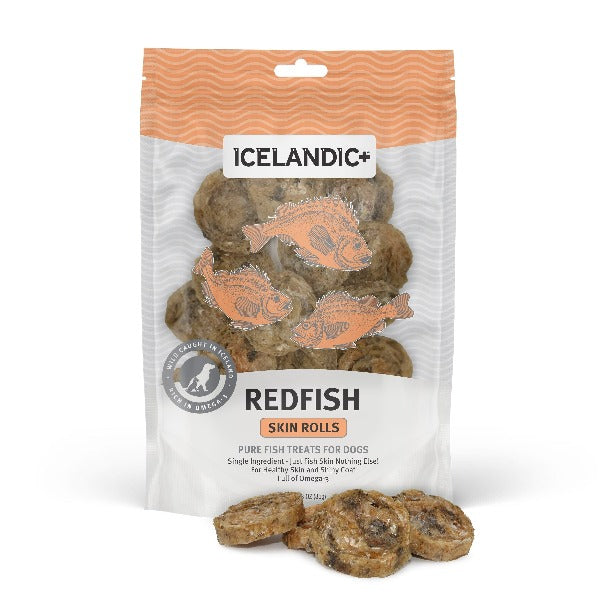 Premium Icelandic Redfish Skin Rolls Dog Treats - All-Natural, Grain-Free Chews for Healthy Teeth & Strong Jaws - Perfect for Training, Rewards, and Dental Care