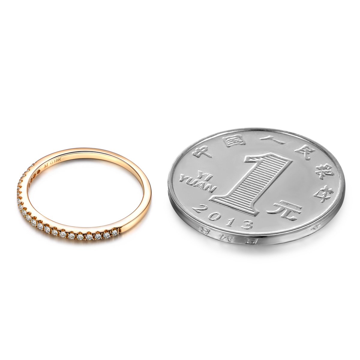 14K Yellow Gold Thin Wedding Band with Yellow Diamonds - Half Eternity Engagement Ring for Women, Stackable Bridal Ring Set - Perfect for Weddings, Anniversaries & Everyday Elegant Wear