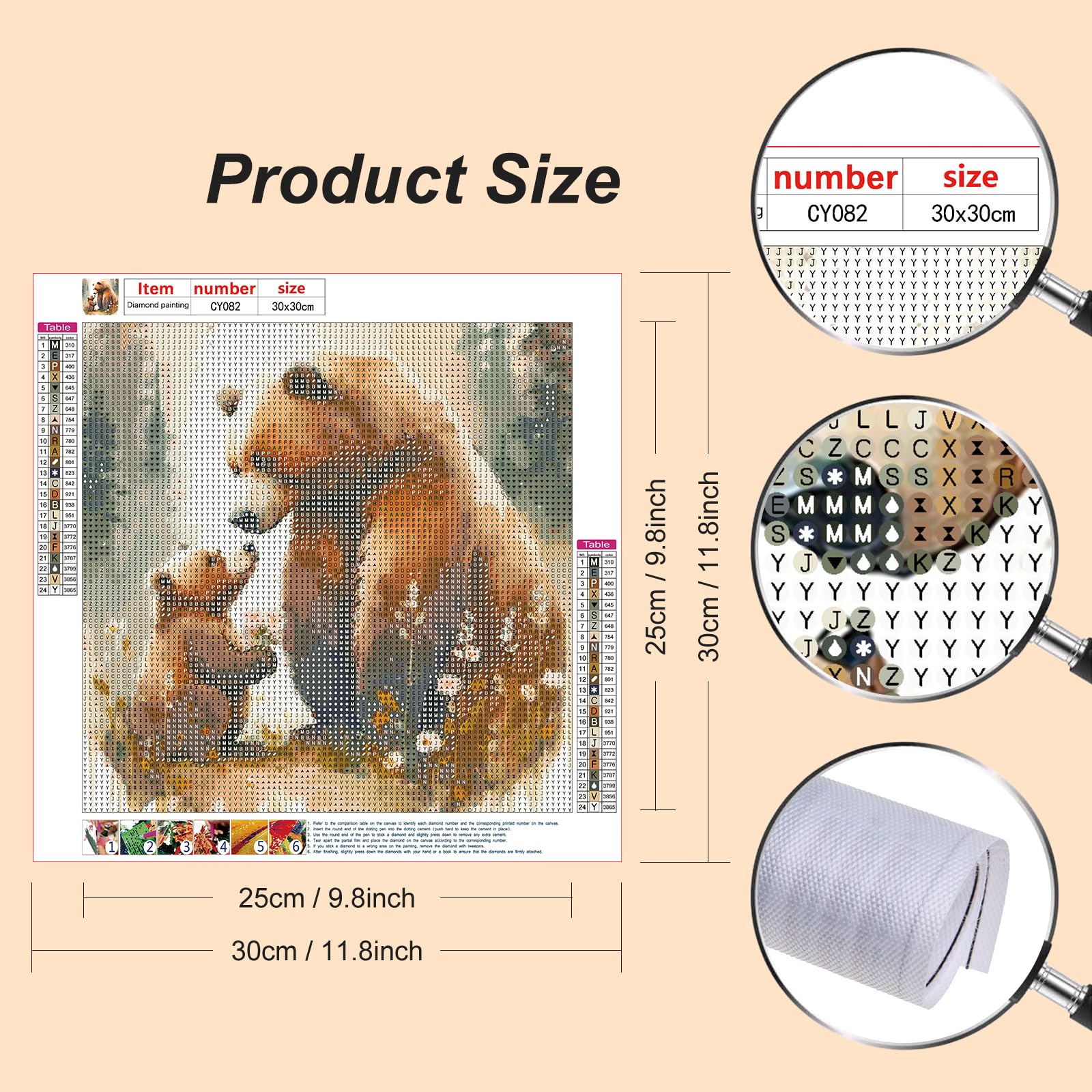 5D Diamond Painting Kit for Adults Beginners - Round Full Drill DIY Diamond Art (12x12 Inch) Brown Bear - Home Wall Decor, Relaxing Craft Gift for Christmas, Birthday & Housewarming