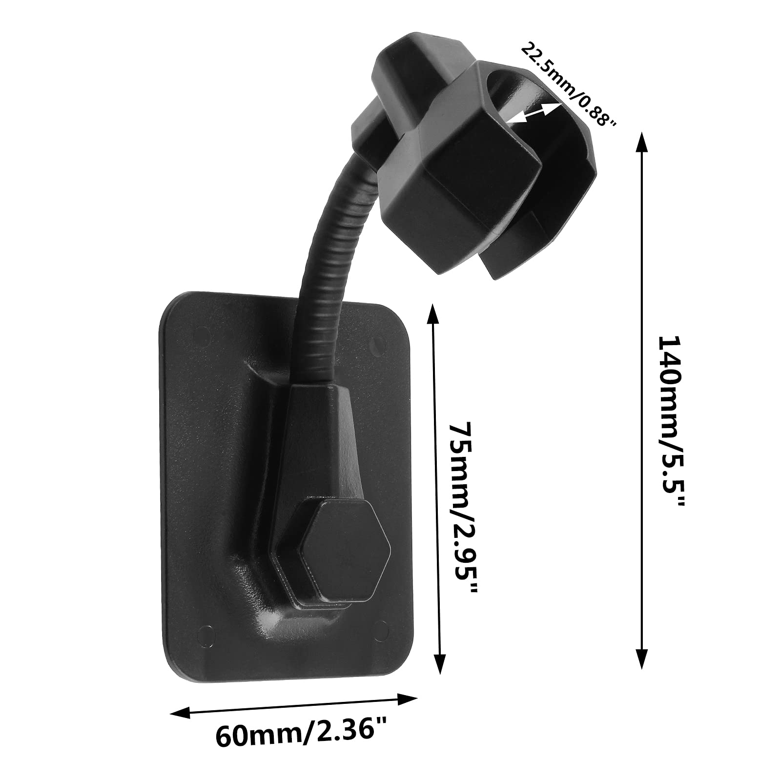 BokWin 2-Pack Adhesive Shower Head Holder - Adjustable No-Drill Shower Bracket for Handheld Shower Wand - Removable Bathroom Shower Spray Mount (Black) - Perfect for Apartments, Rentals & Small Bathrooms