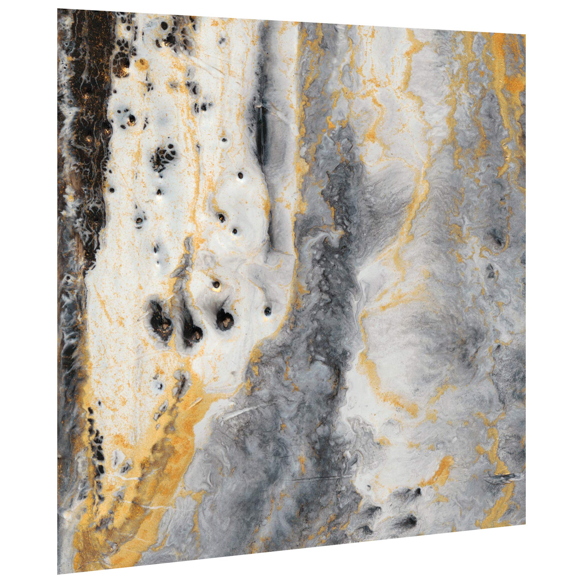Empire Bands of Gold Frameless Floating Tempered Glass Wall Art - 38x38 Inches, Ready to Hang - Modern Home & Office Decor for Living Room, Bedroom, Dining Area