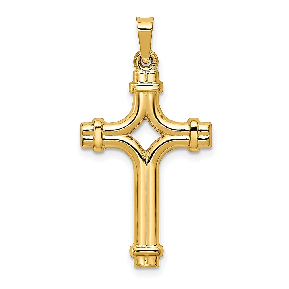 14K Yellow Gold Cross Pendant Necklace for Women - Religious Latin Charm Jewelry - Perfect Gift for Her - Ideal for Church, Weddings & Special Occasions