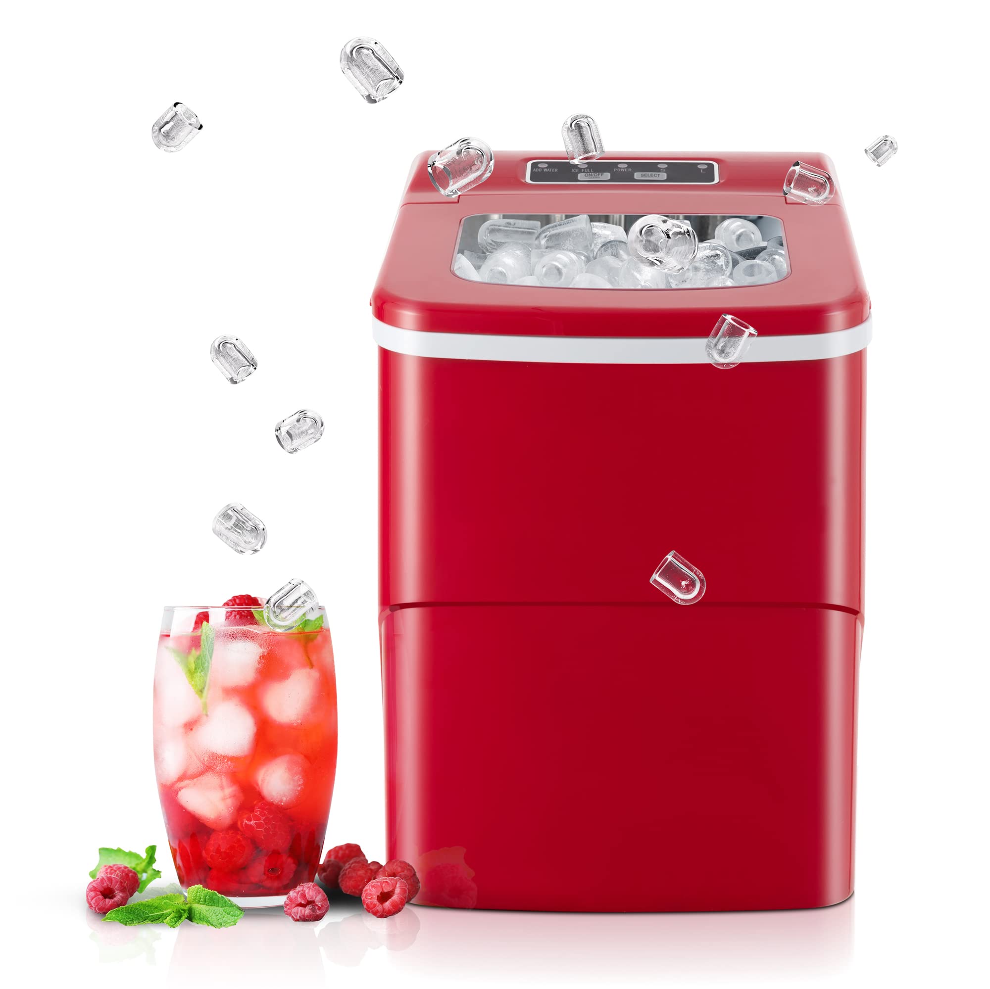 Commercial Ice Maker Machine 100Lbs/Day - Stainless Steel Ice Machine with 48Lbs Storage Capacity - Perfect for Restaurants, Bars, Offices & Home Use - Includes Ice Scoop - Great for Cocktails, Beverages & Food Presentation