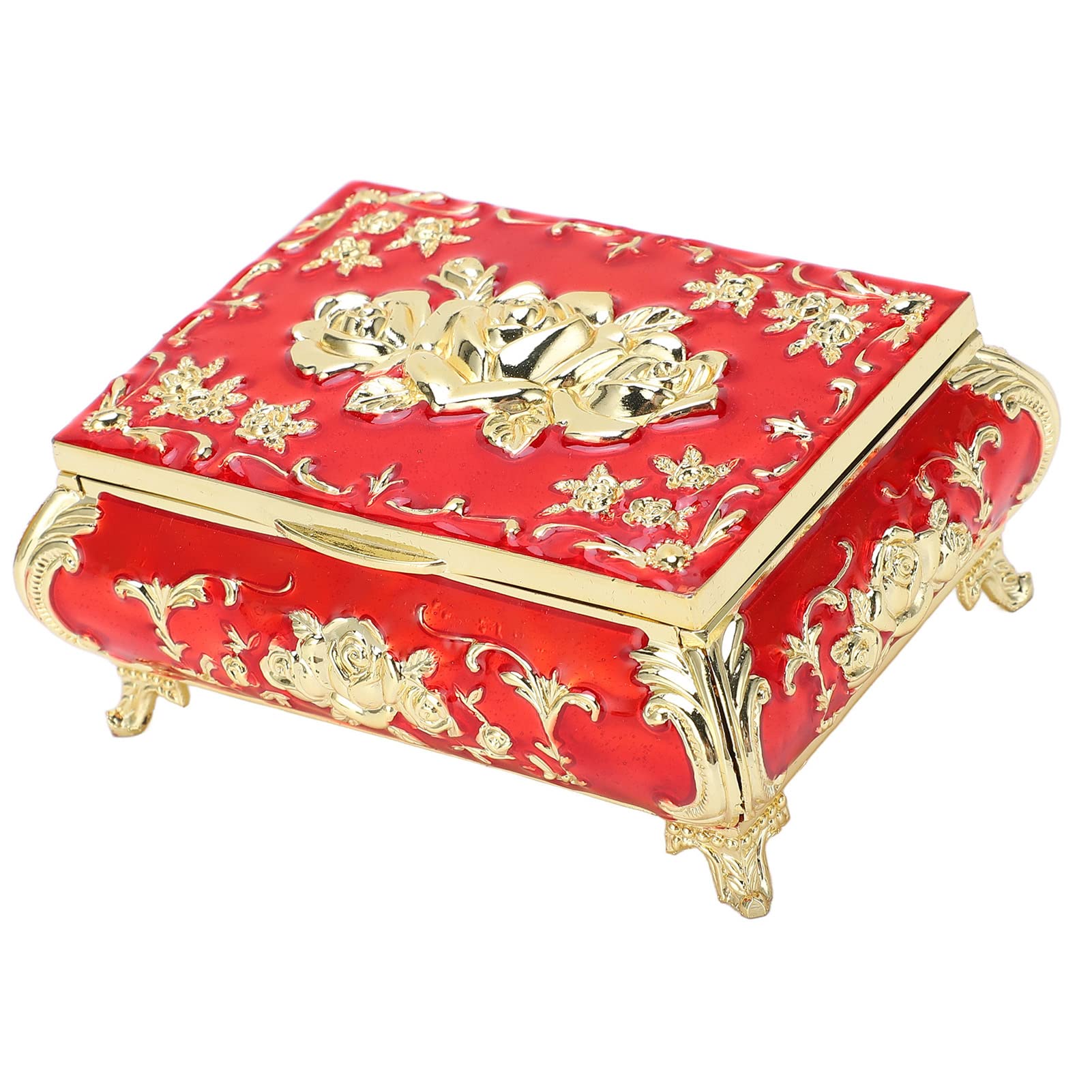 Vintage Jewelry Box for Women - Small Metal Jewelry Storage Organizer with Mirror | Perfect for Necklaces, Rings & Earrings | Gift for Girlfriend, Wife & Daughter | Home Decor & Travel Use