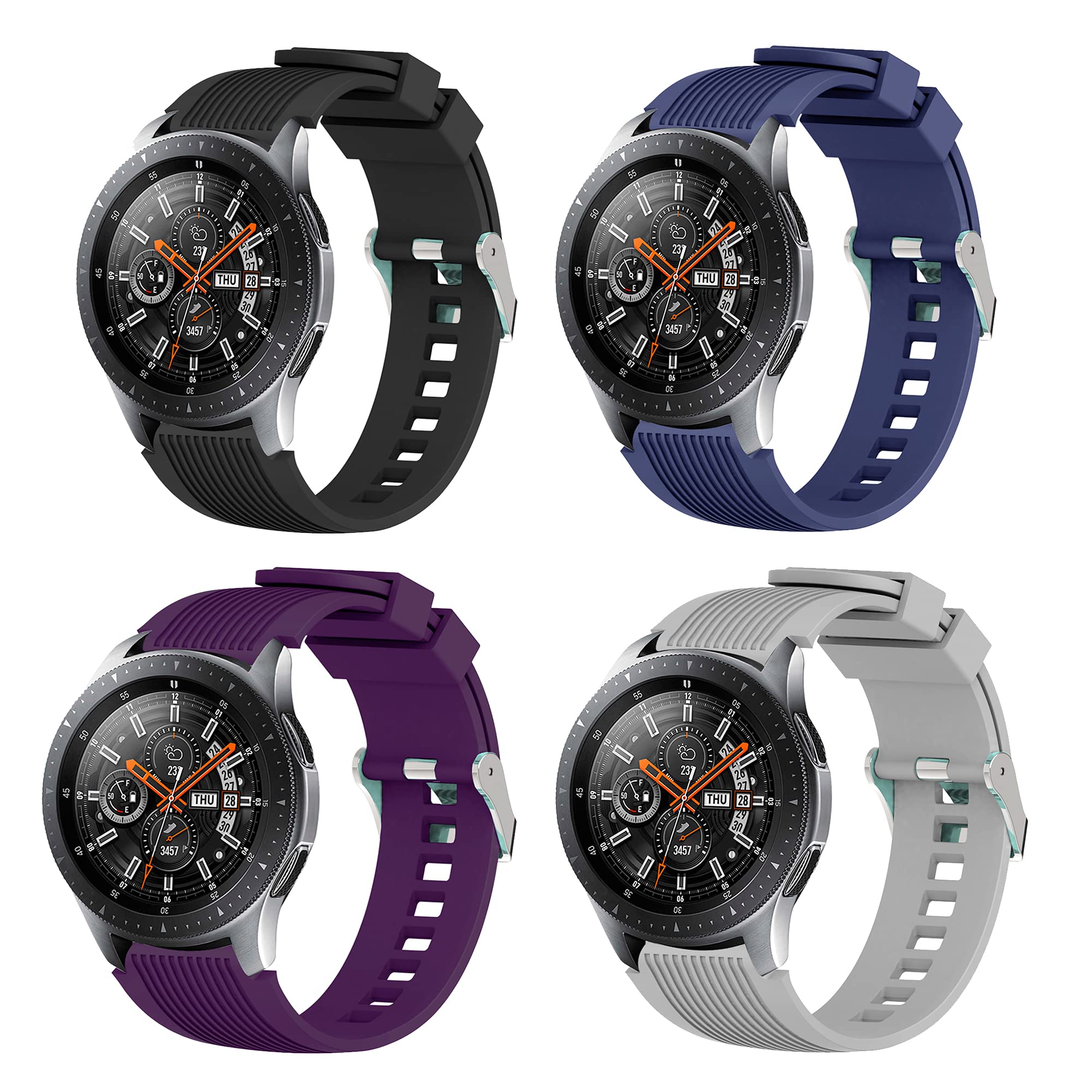 Samsung Galaxy Watch 3 Band 45mm & 46mm Compatible Silicone Sports Watch Strap - Durable 22mm Replacement Band for Gear S3 Frontier - Perfect for Running, Swimming & Fitness Tracking (Men & Women)