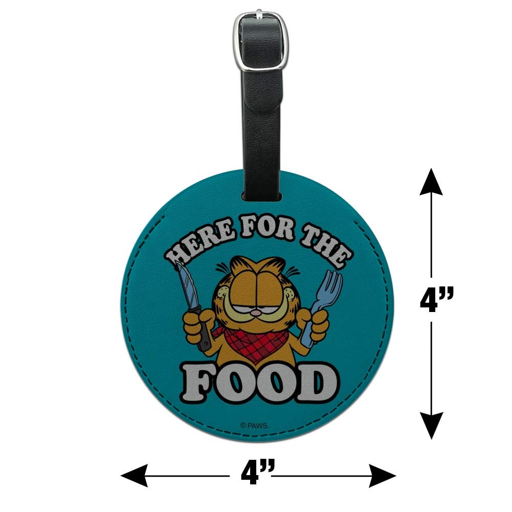 Garfield Themed Round Leather Luggage Tag - Funny Food Inspired Suitcase ID Tag for Carry-On Bags | Perfect for Travel, Business Trips & Gift Giving