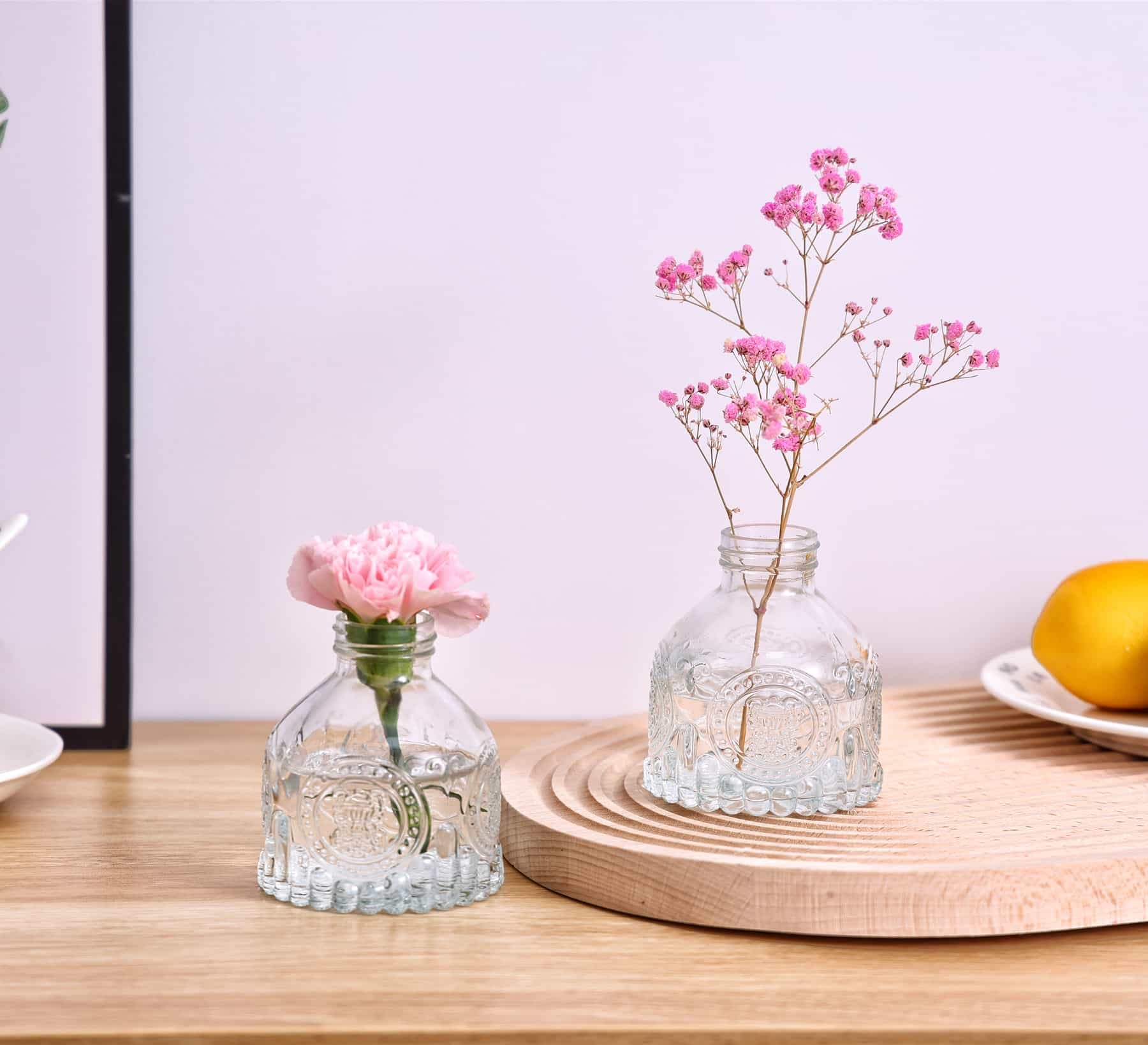 6-Piece Glass Bud Vase Set - Small Clear Flower Vases for Floral Arrangements, Rustic Home Decor, Wedding Centerpieces - Perfect for Living Room, Office, or Event Decorations