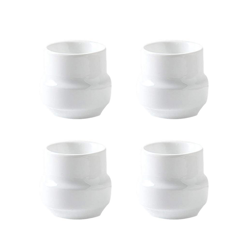 Hemoton 4-Piece Ceramic Egg Plate Set - Porcelain Egg Cups, Breakfast Egg Stand & Storage Rack - White Tableware for Restaurants, Home Dining & Brunch Scenes