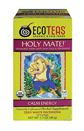 Organic Holy Mate Tea Bags for Calm Energy & Focus - 24 Count | Herbal Yerba Mate for Stress Relief, Mental Clarity & Natural Boost | Perfect for Morning Routine, Work Focus & Relaxation