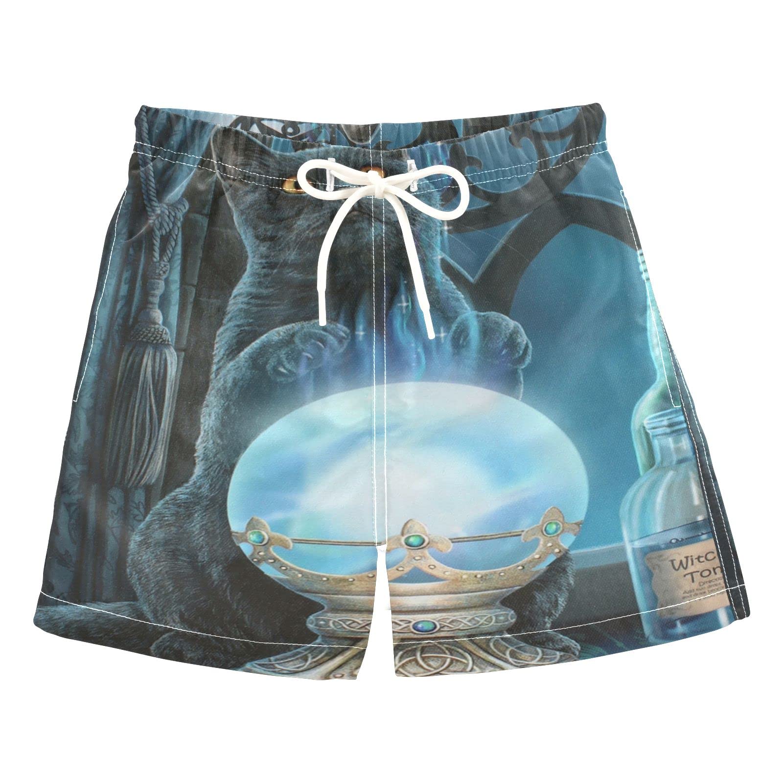 **Black Cat Swim Trunks for Boys - Quick-Dry Board Shorts for Kids, Toddlers & Teens (2T-8) - Perfect for Beach, Pool & Summer Water Play**