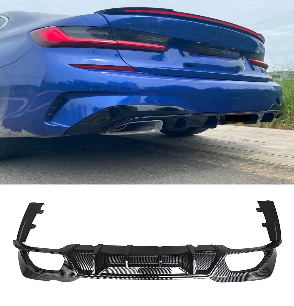 NINTE Rear Diffuser for 2019-2022 BMW 3 Series G20 M Sport Bumper - Carbon Fiber Style Painted Lower Splitter Lip | Perfect Upgrade for Enhanced Aerodynamics & Sporty Look
