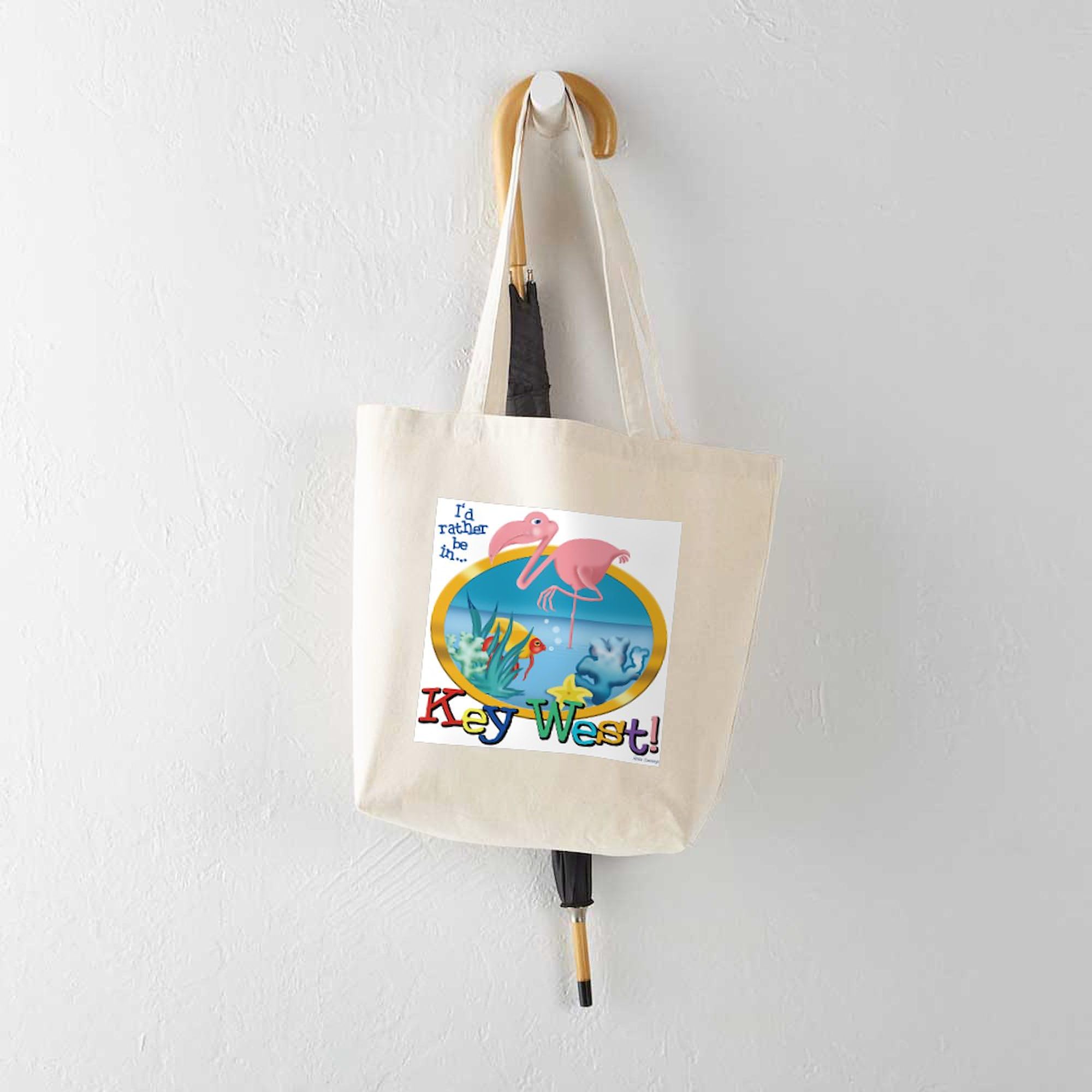 Key West Tote Bag - Natural Canvas Reusable Shopping Bag for Beach, Groceries & Daily Use | Eco-Friendly Cotton Carryall