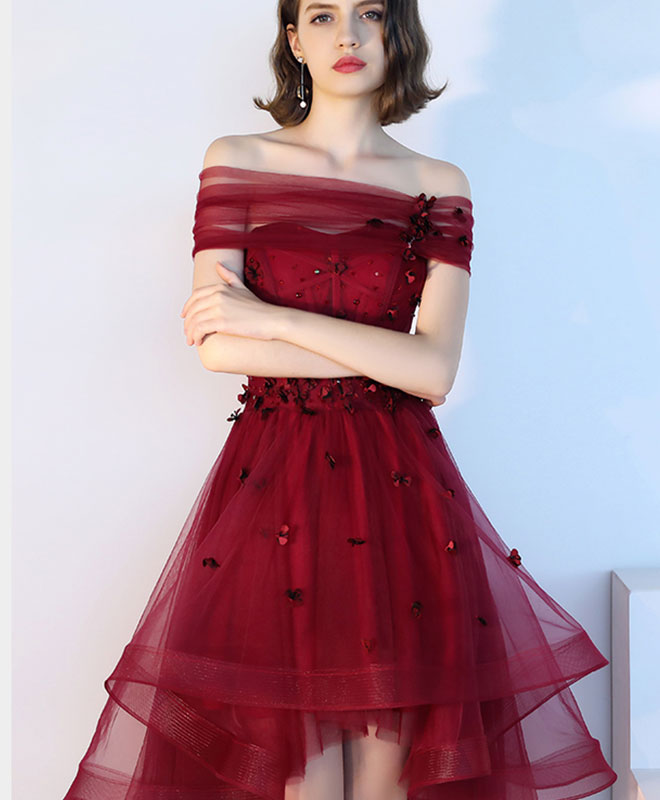 Elegant Burgundy Tulle Lace Short Prom Dress for Women - Sexy Evening Gown for Homecoming, Cocktail Party & Special Occasions