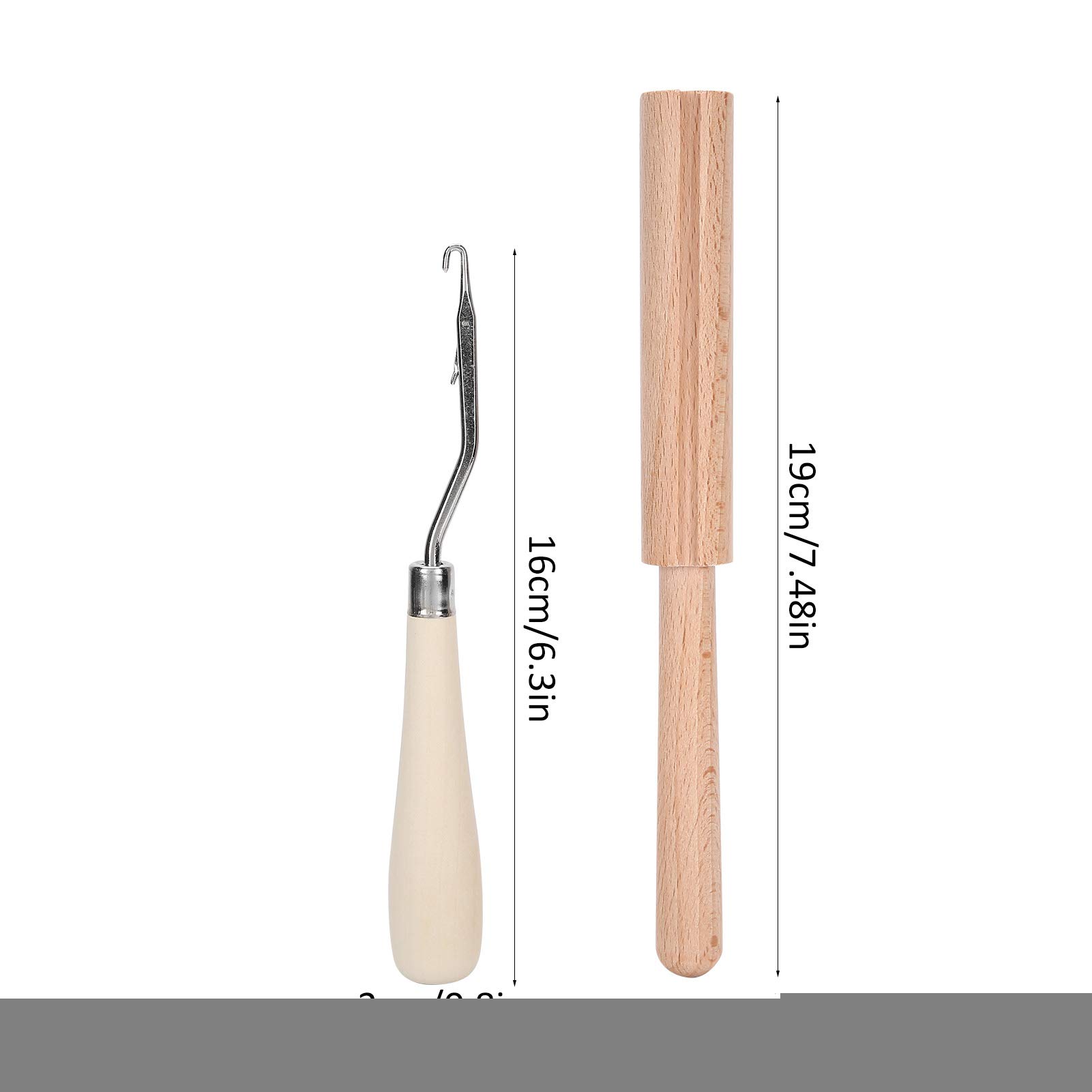 6.3 Inch Wooden Crochet Hook Set with Bent Hook & Thread Cutter - Perfect for Latch Hook, Rug Making, DIY Crafts and Home Decor Projects