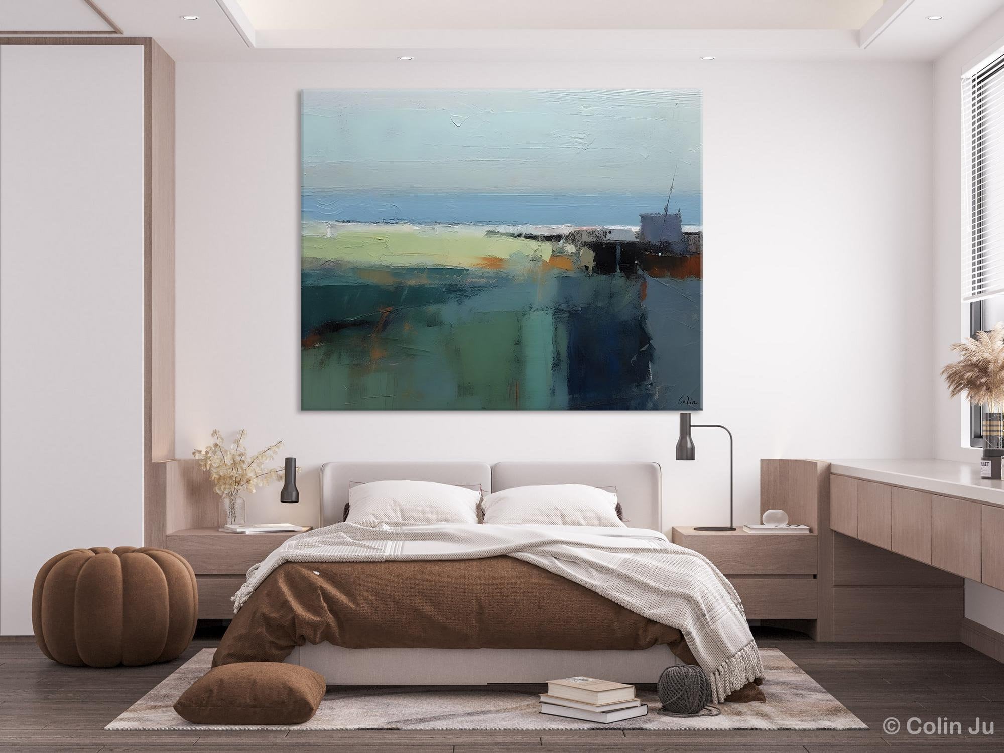 Modern Abstract Landscape Acrylic Painting on Canvas - Handmade Wall Art for Living Room, Bedroom & Office Decor - Contemporary Home Decor Gift Idea