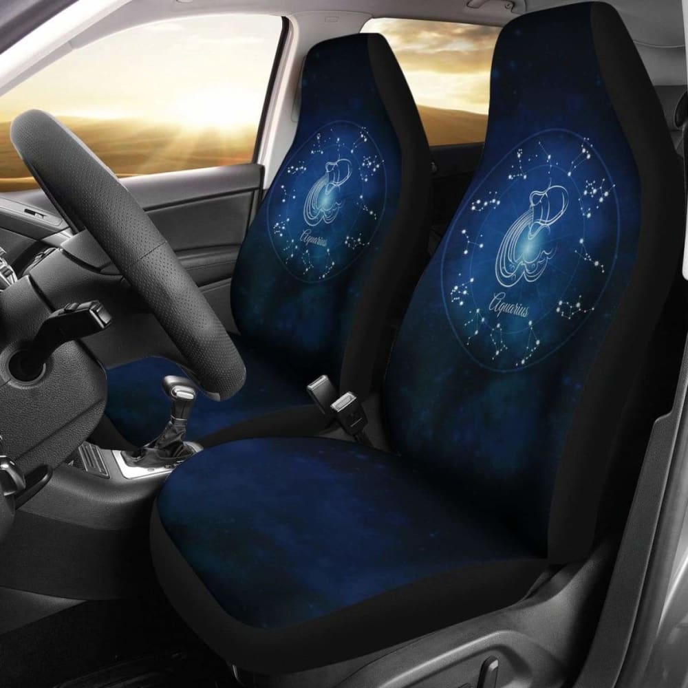 Aquarius Zodiac Sign Car Seat Covers - Premium Astrology-Themed Auto Accessories for Men & Women - Perfect Gift for Birthday, Christmas & Car Enthusiasts - Universal Fit for Most Vehicles - Great for Daily Commute, Road Trips & Personalized Style