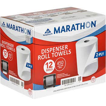 BE Good Company Marathon 2-Ply Household Paper Towel Rolls - 12 Count Bulk Pack | Ultra Absorbent & Strong for Kitchen Cleaning, Spill Cleanup & Everyday Use