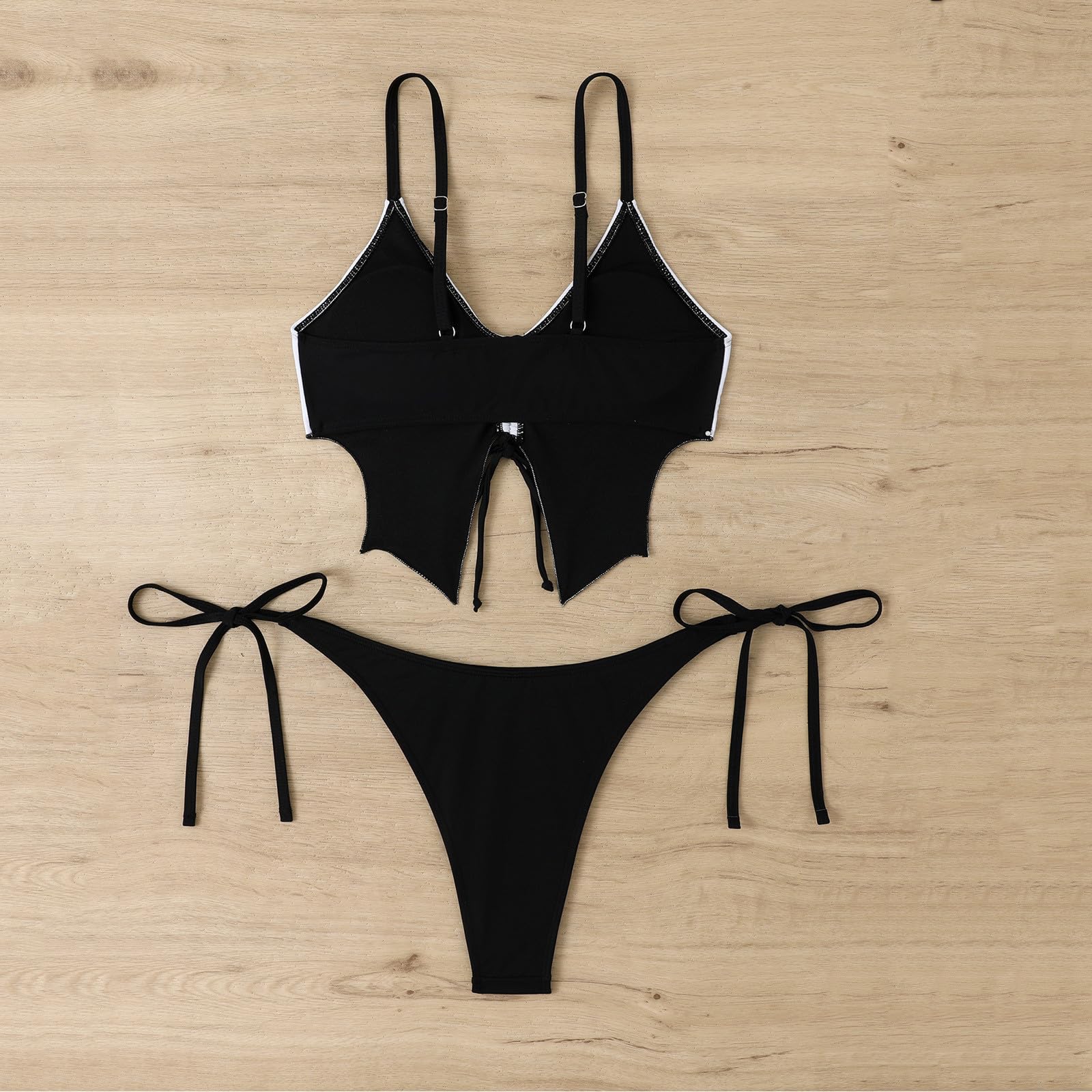 Sexy Women's 2 Piece Bikini Set - Thong Cheeky Brazilian Swimwear with Tie Side & Spaghetti Straps for Beach, Pool & Summer Vacations