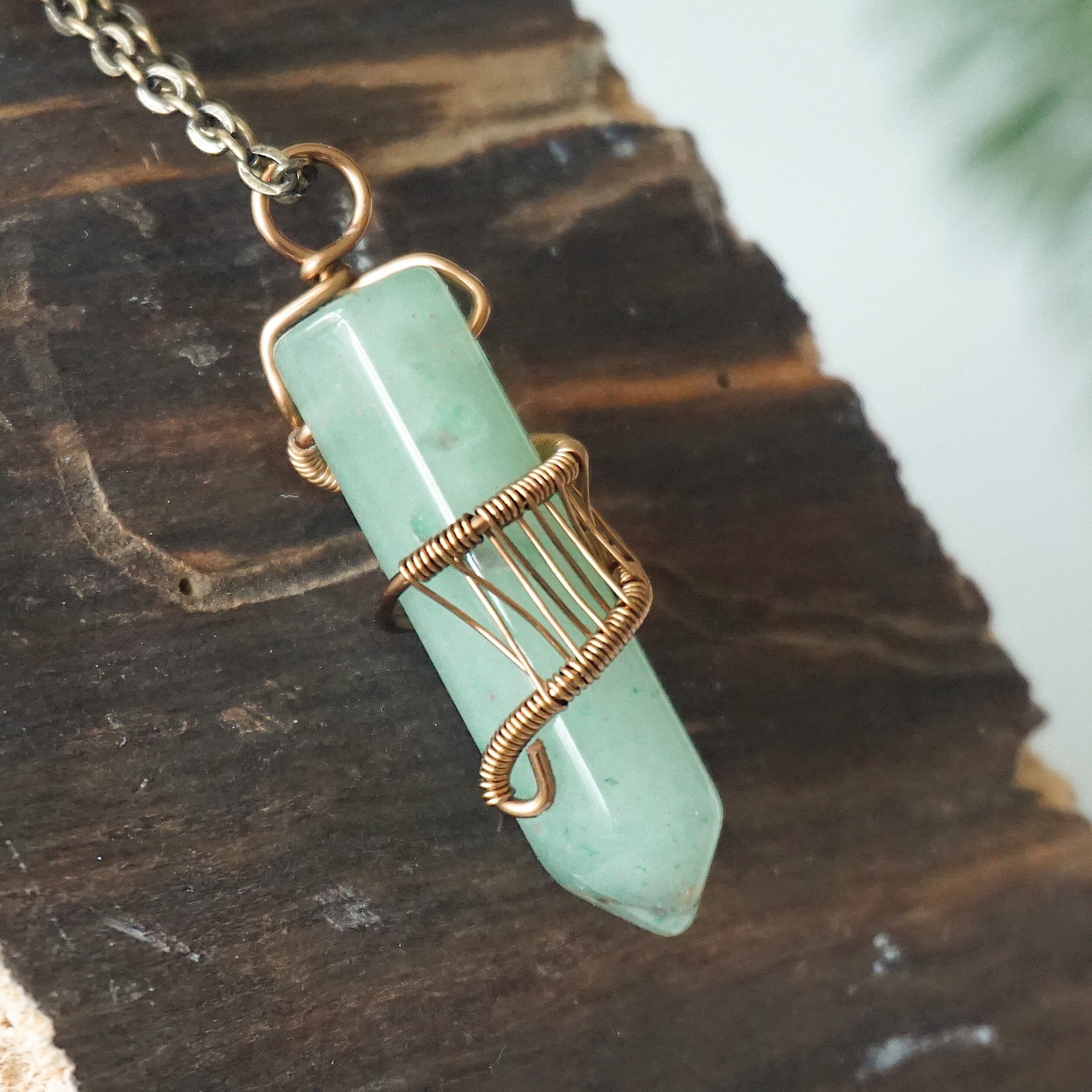 Natural Green Aventurine Antique Bronze Crystal Pendant Necklace - Hexagonal Charm Necklace for Women | Spiritual Healing Jewelry, Boho Chic Accessory, Gift for Her | Perfect for Meditation, Yoga & Energy Balancing
