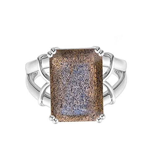 1.5 CTW Radiant Cut Multi Gemstone 9K White Gold Stackable Solitaire Split Shank Ring for Women - Elegant Wedding, Engagement, Anniversary Jewelry Gift