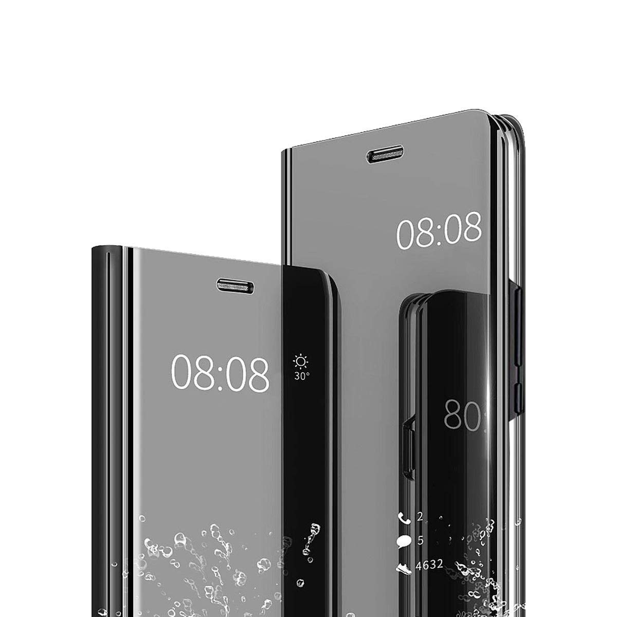 Premium Shockproof Samsung Galaxy Note 8 Case - Luxury Translucent Mirror Flip Cover with 360° Full Body Protection, Electroplated Stand (Black) | Perfect for Business Meetings, Travel & Daily Use